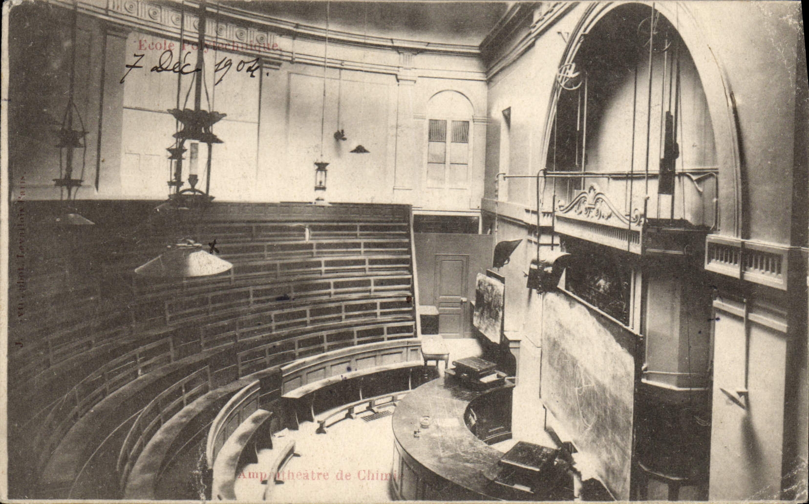 Vintage Postcard Militaria Polytechnic school Amphitheater of Chemistry