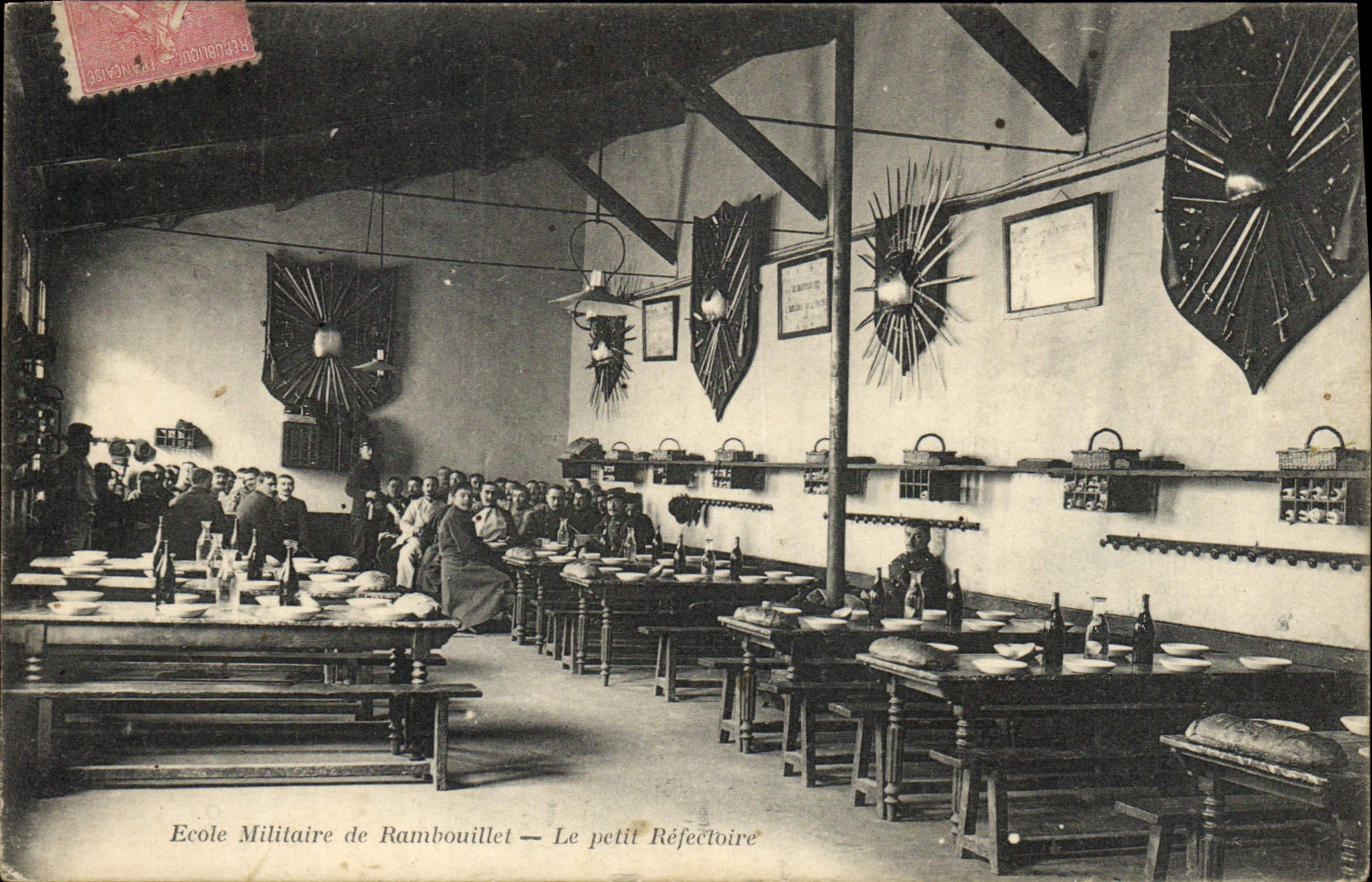 Vintage Postcard Militaria Military academy of Rambouillet the small Refectory