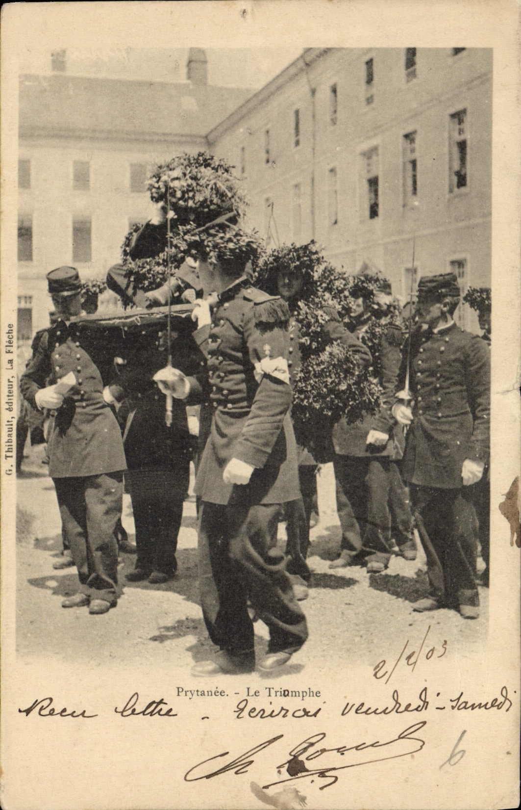 Vintage Postcard Militaria School Academy triumph