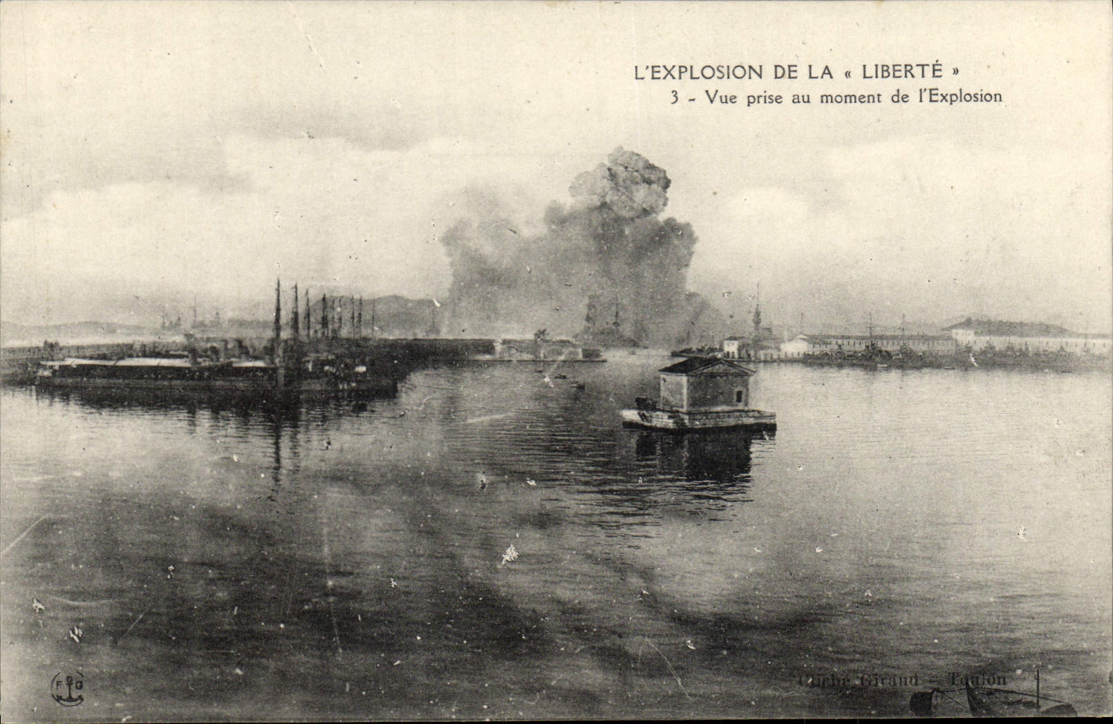 Vintage Postcard Boat Explosion of the Freedom Seen taken at the time of the explosion