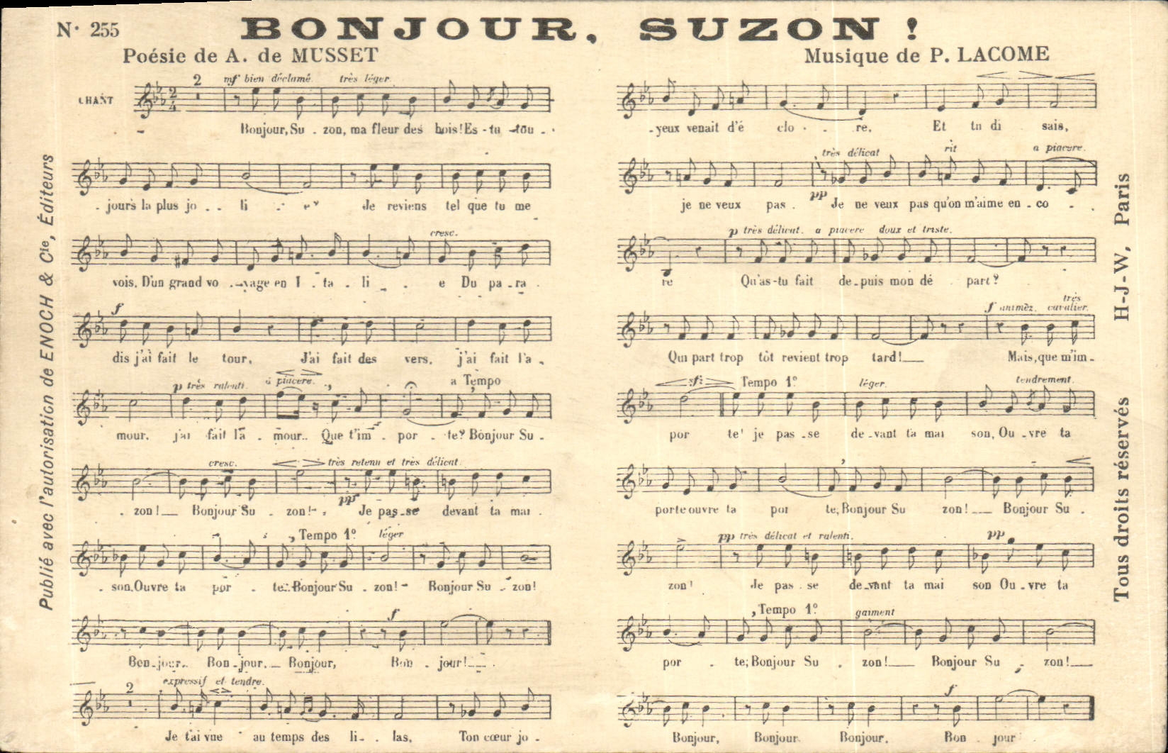 Vintage Postcard Hello Suzon Alfred of musset Lacome