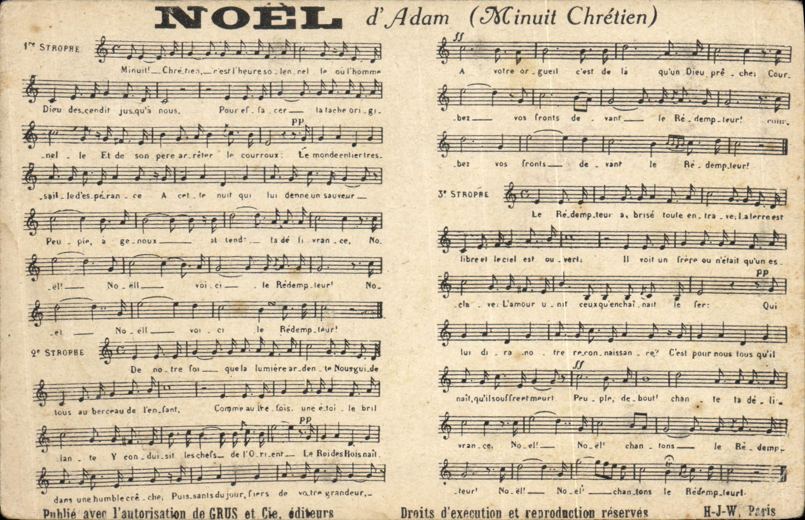 Vintage Postcard Christmas d' Adam Minuit Christian