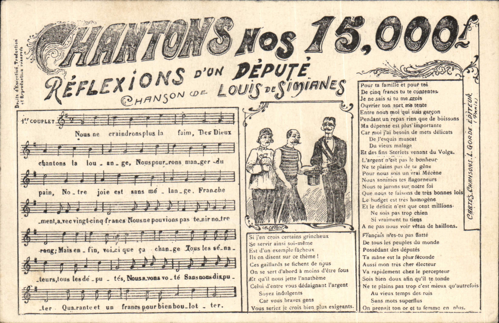 Vintage Postcards Let us sing our 15000 F Reflections of a deputy Louis de Simianes