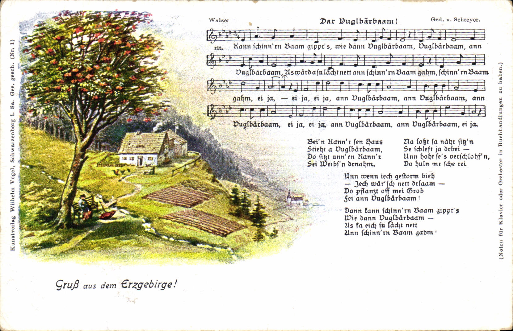 Vintage Postcard Gruss aus dem Erzgebirge