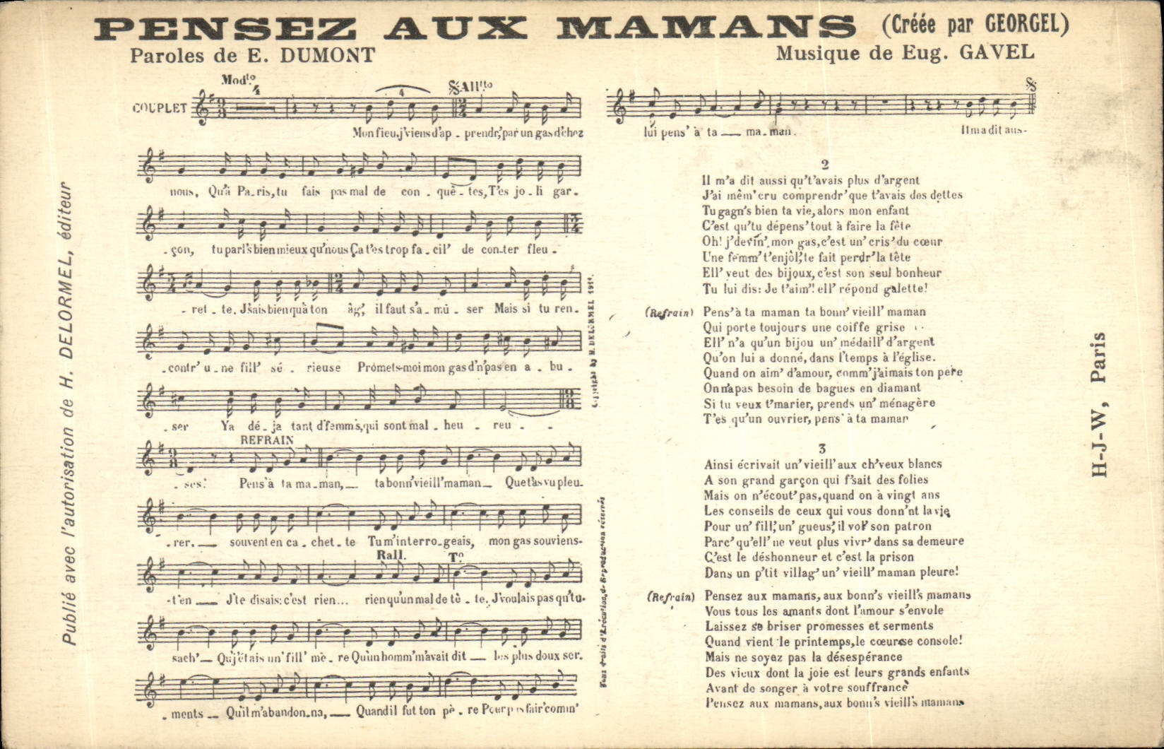 Vintage Postcard Think of the moms Georgel Dumont