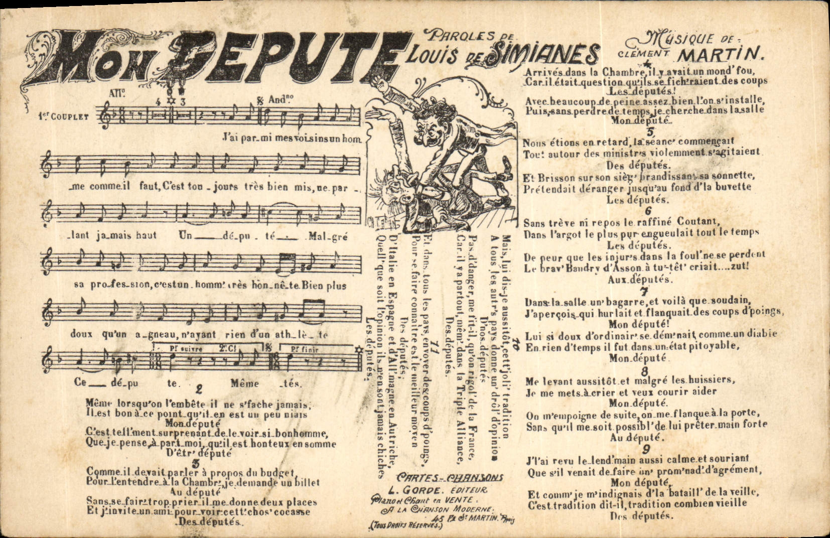 Vintage Postcard My deputy Louis de Simianes Martin