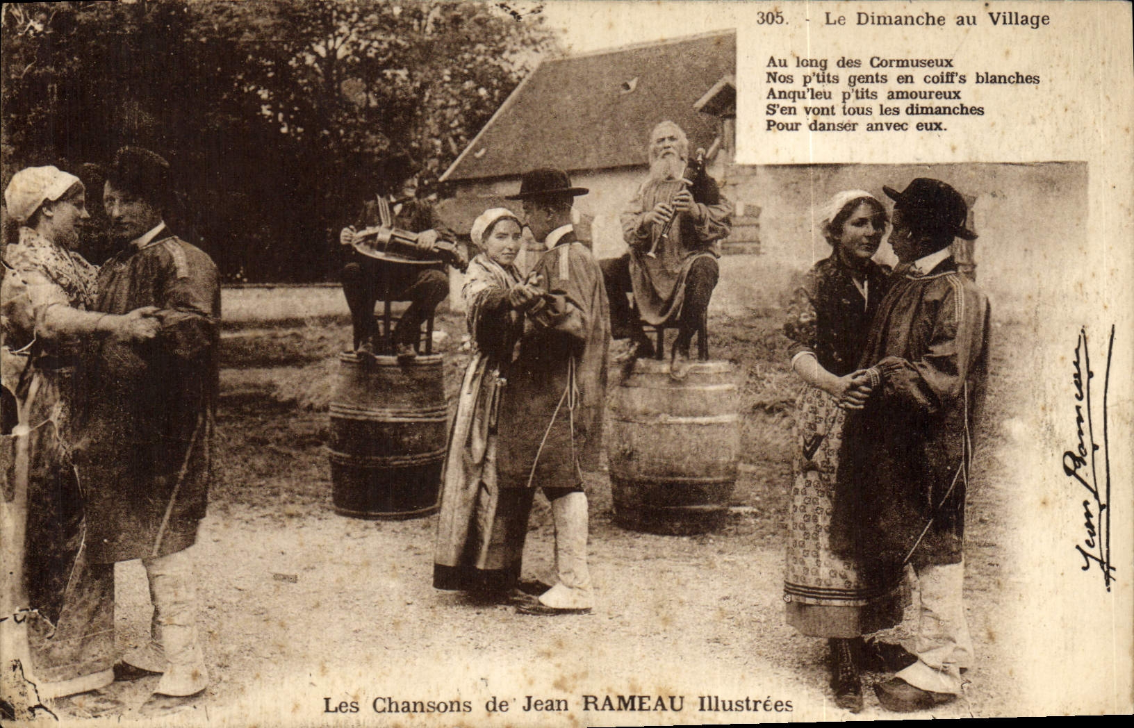 CPA Les chansons de Jean Rameau Le dimanche au village 