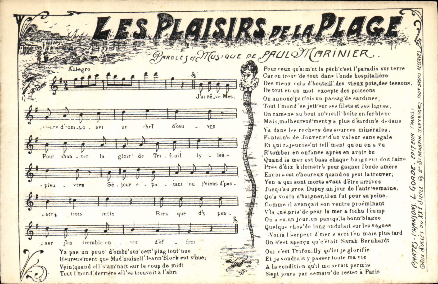 Vintage Postcard pleasures of the beach Paul Marine