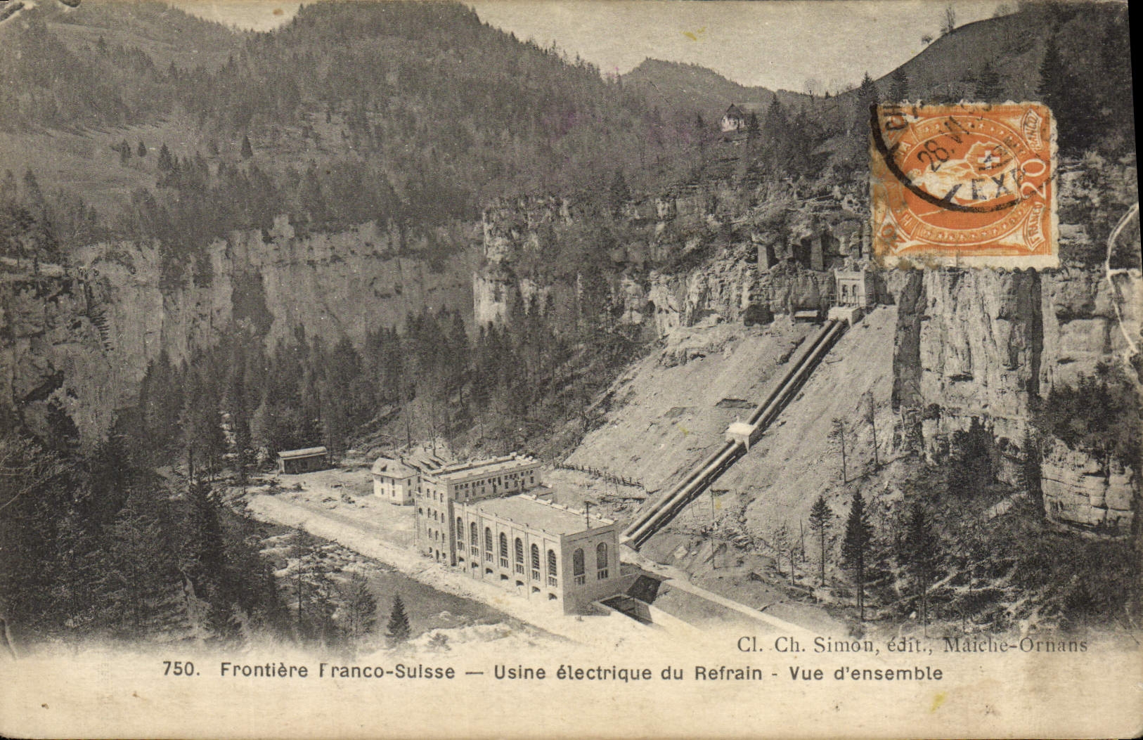 CPA Electricite Frontiere Franco Suisse Usine electrique du Refrain Vue d'ensemble