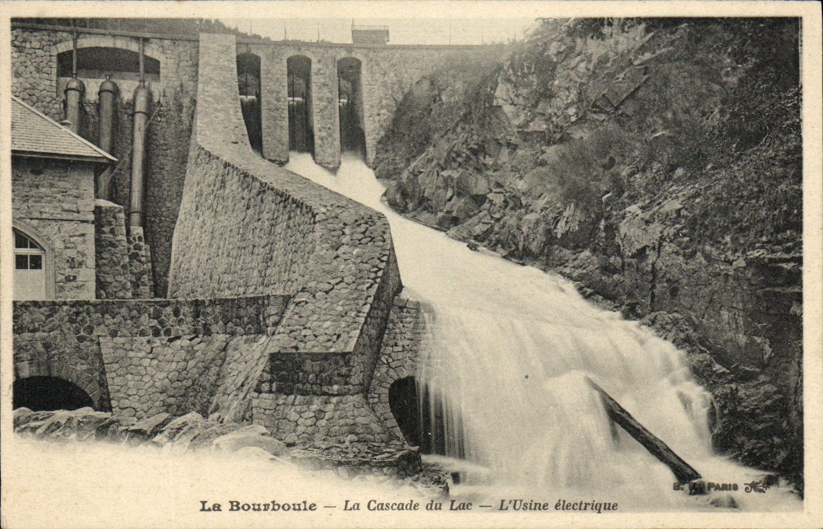 Vintage Postcard Electricity Bourboule the cascade of the lake the electric factory