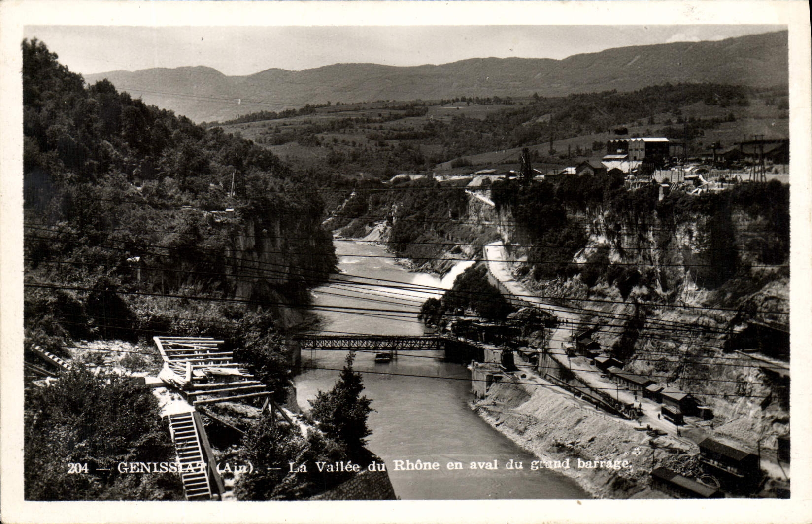 Vintage Postcard Genissiat Electricity the valley of the Rhone downstream from dam