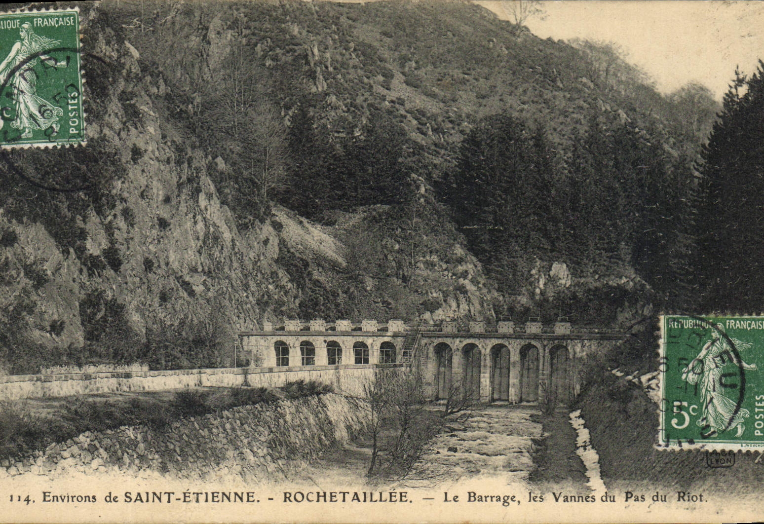 CPA Electricite Environs de Saint Etienne Rochetaillee le barrage les vannes du Pas de Riot