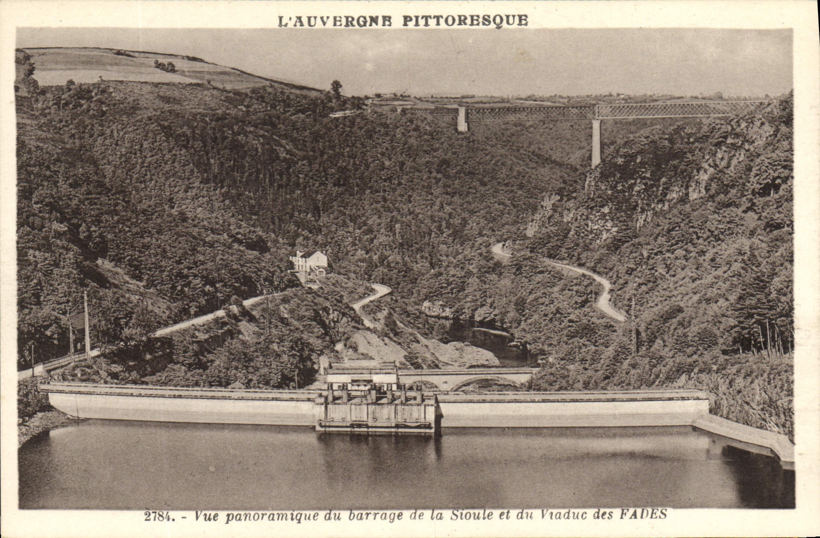 Vintage Postcard Electricity Seen panoramic of the stopping of Sioule and the viaduct of the Insipid ones