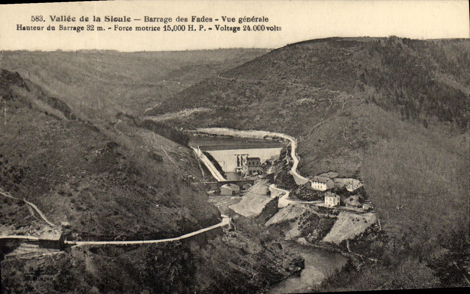 Vintage Postcards Electricity Valley of Sioule Stopping of Insipid the general Sight