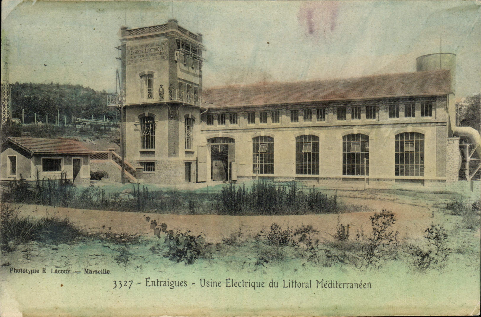Vintage Postcard Electricite Entraigues Machines electric Mediterranean coastline