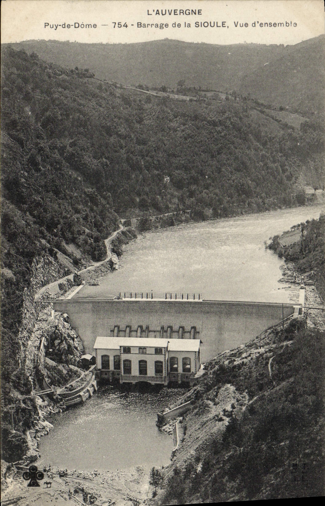 Vintage Postcard Electricity Stopping of Sioule Overall picture