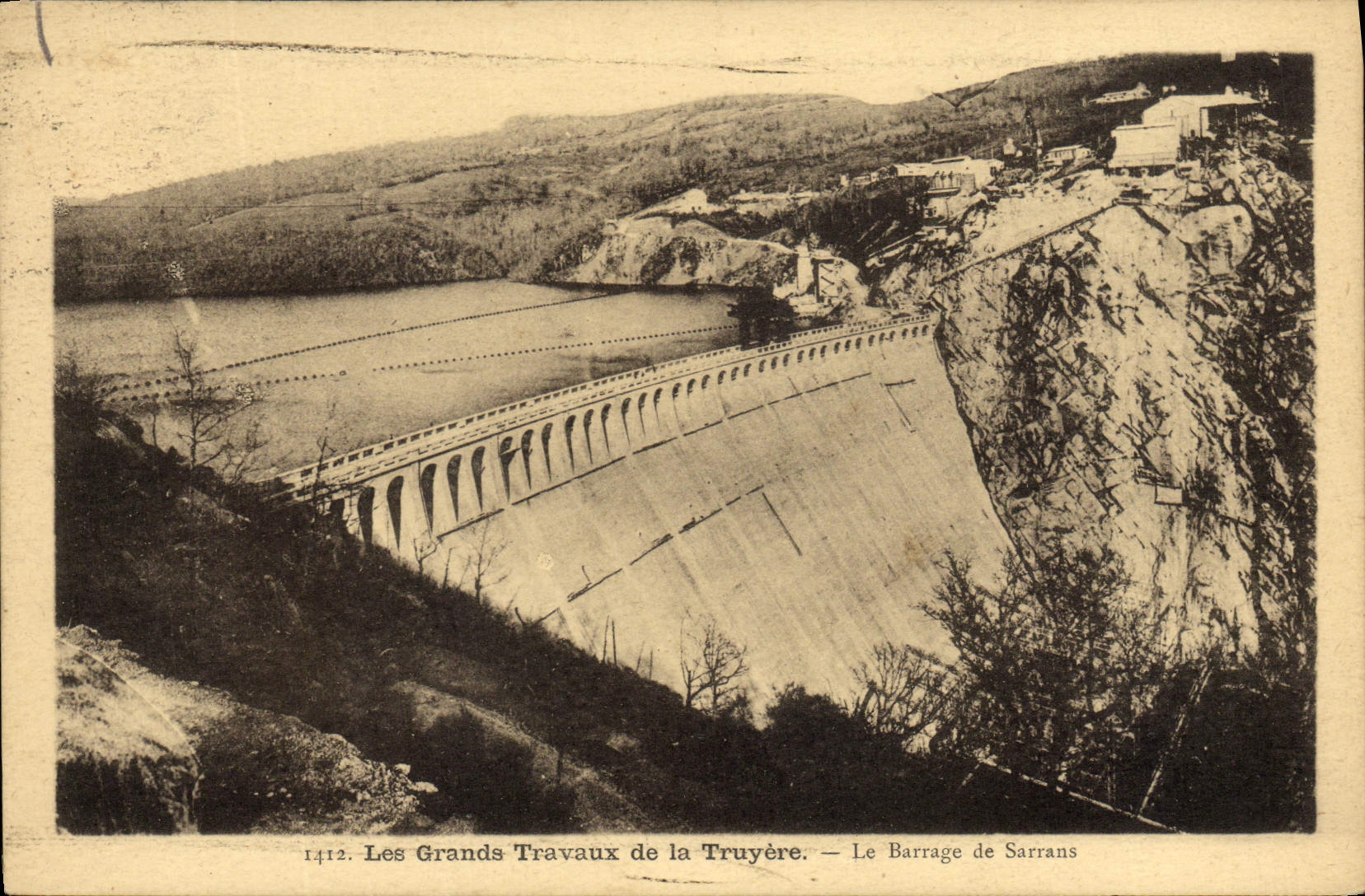 Vintage Postcard Electricity great work of Truyere dam Sarrans