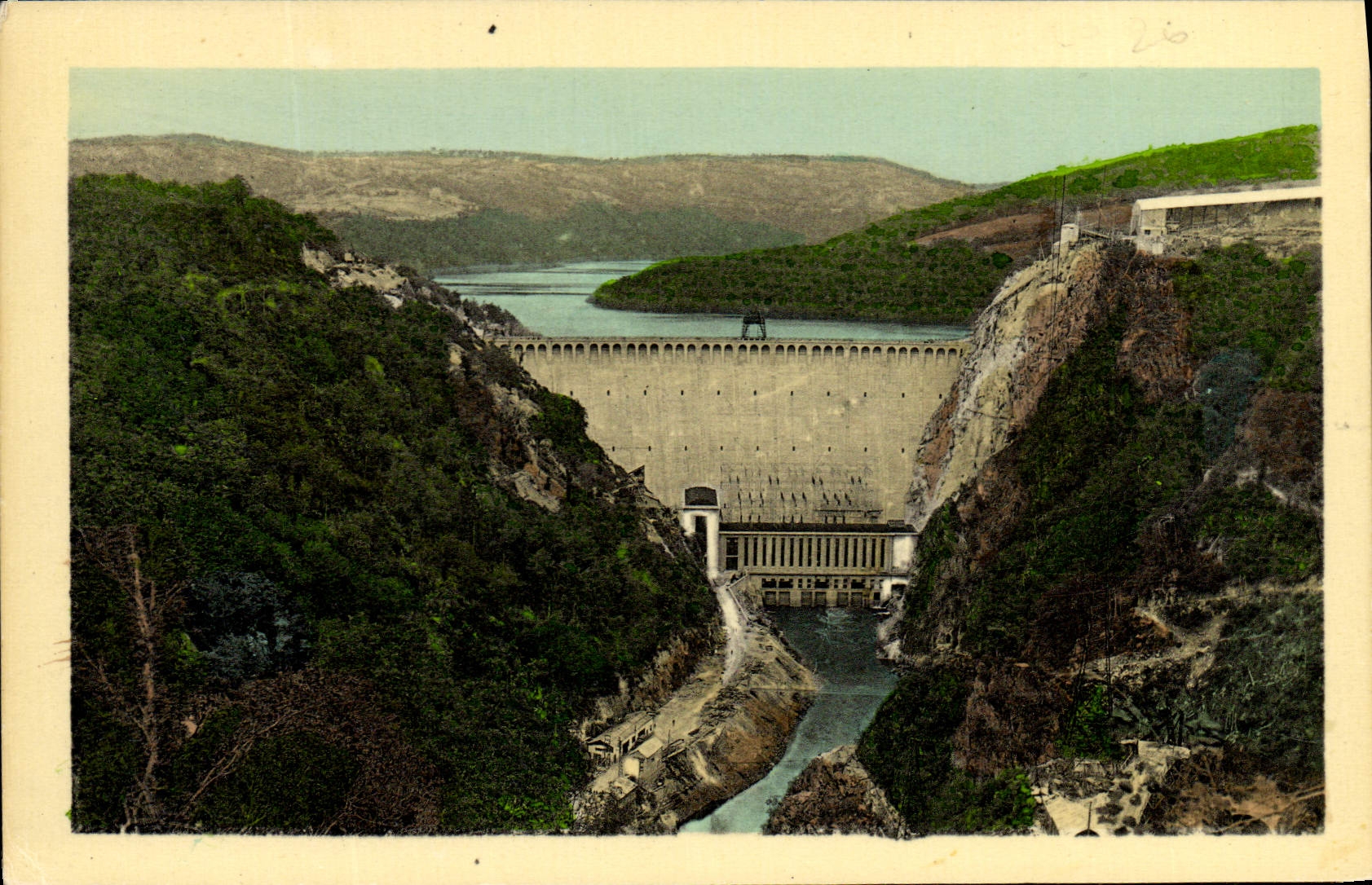 Vintage Postcard Electricity dam Sarrans
