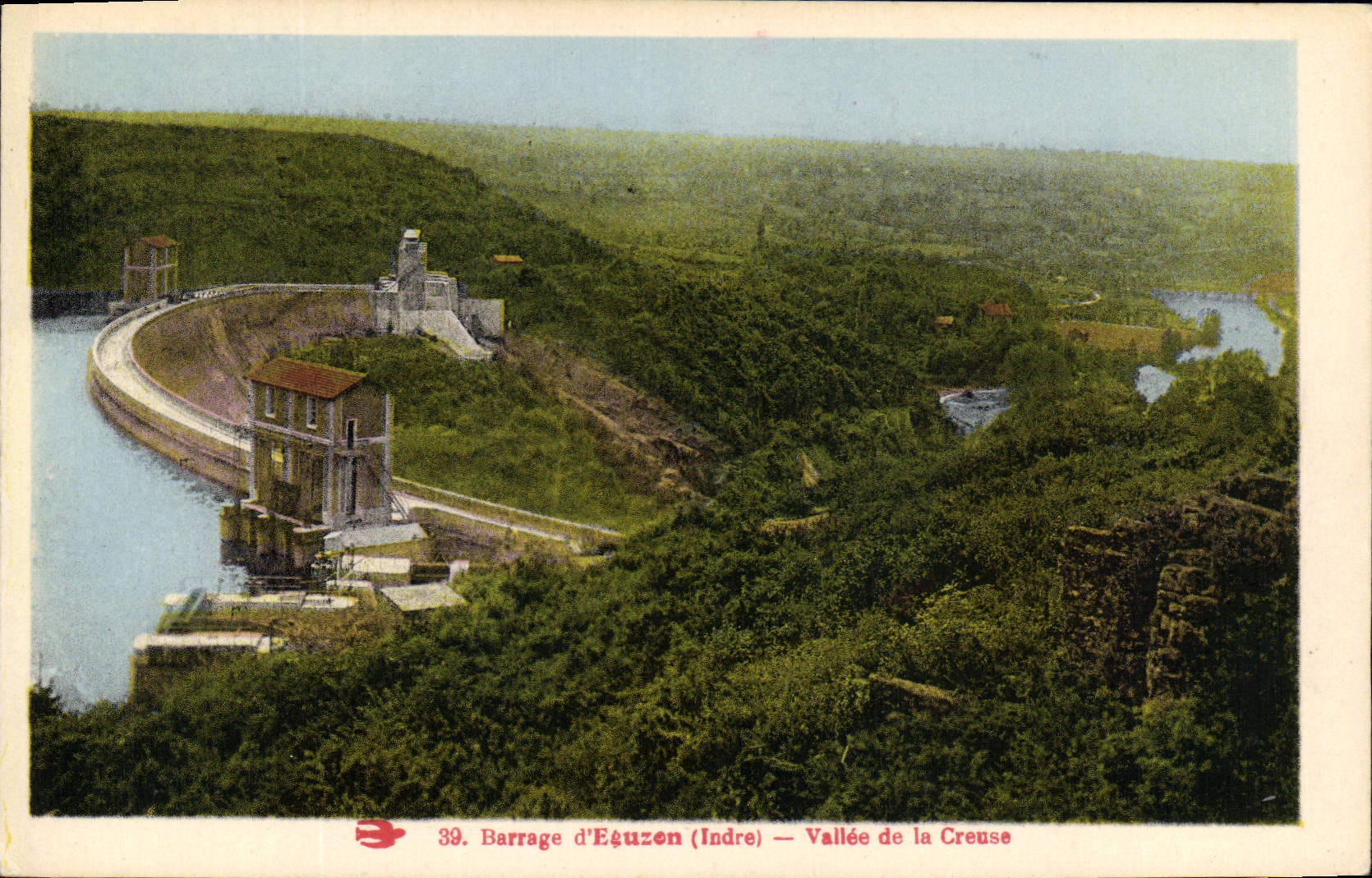 Vintage Postcard Electricity Dam Eguzon Valley of the Hollow one