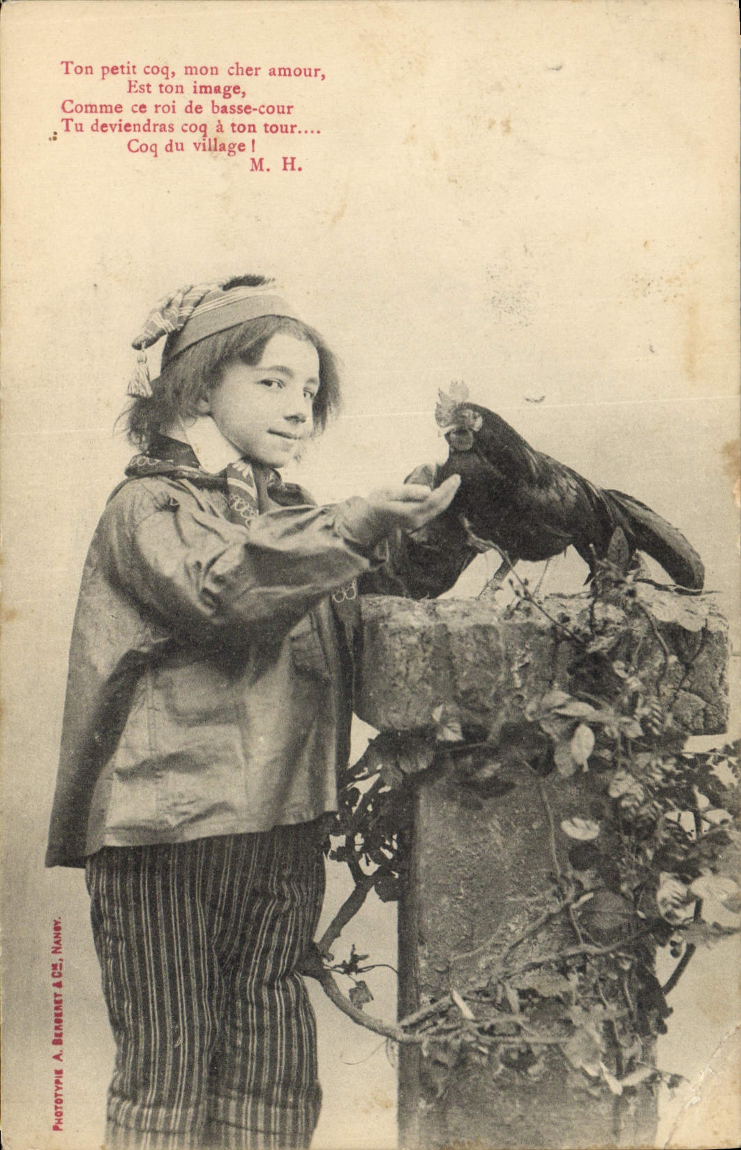 CPA Fantaisie Enfant Coq