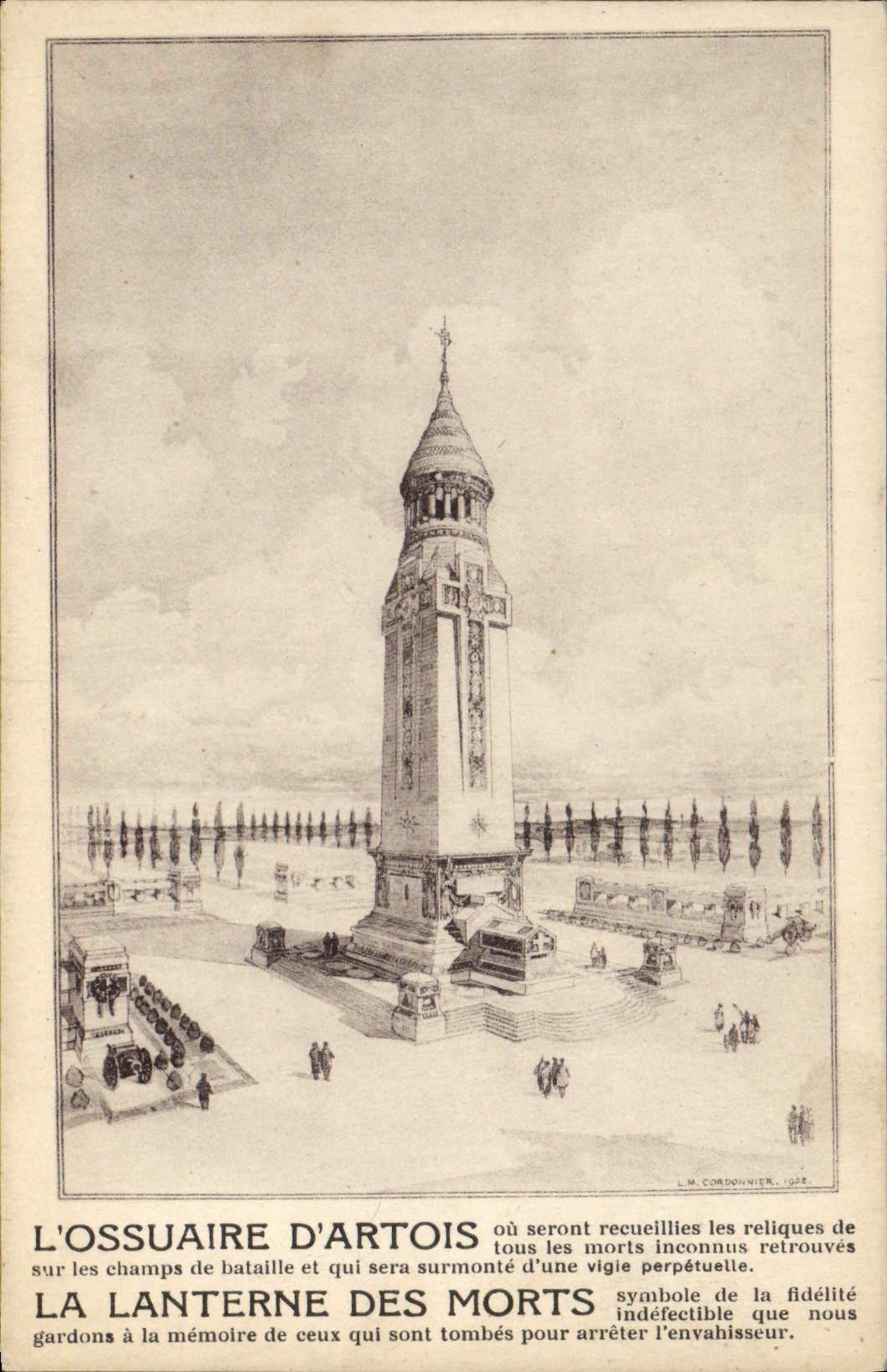 Vintage Postcard the ossuary of Artois the lantern of deaths