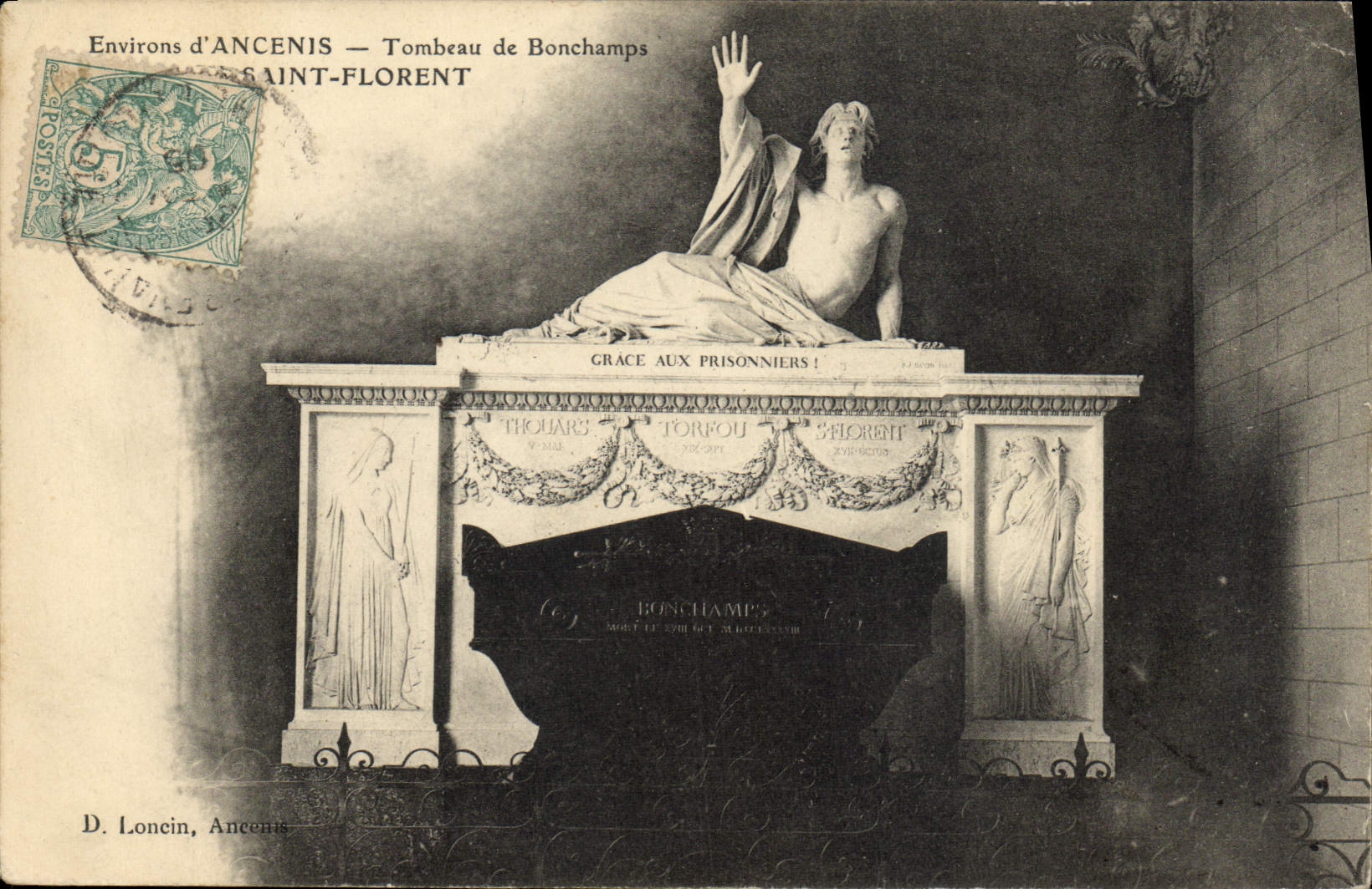 Vintage Postcard Surroundings of Ancenis Tomb of Holy Bonchamps Florent