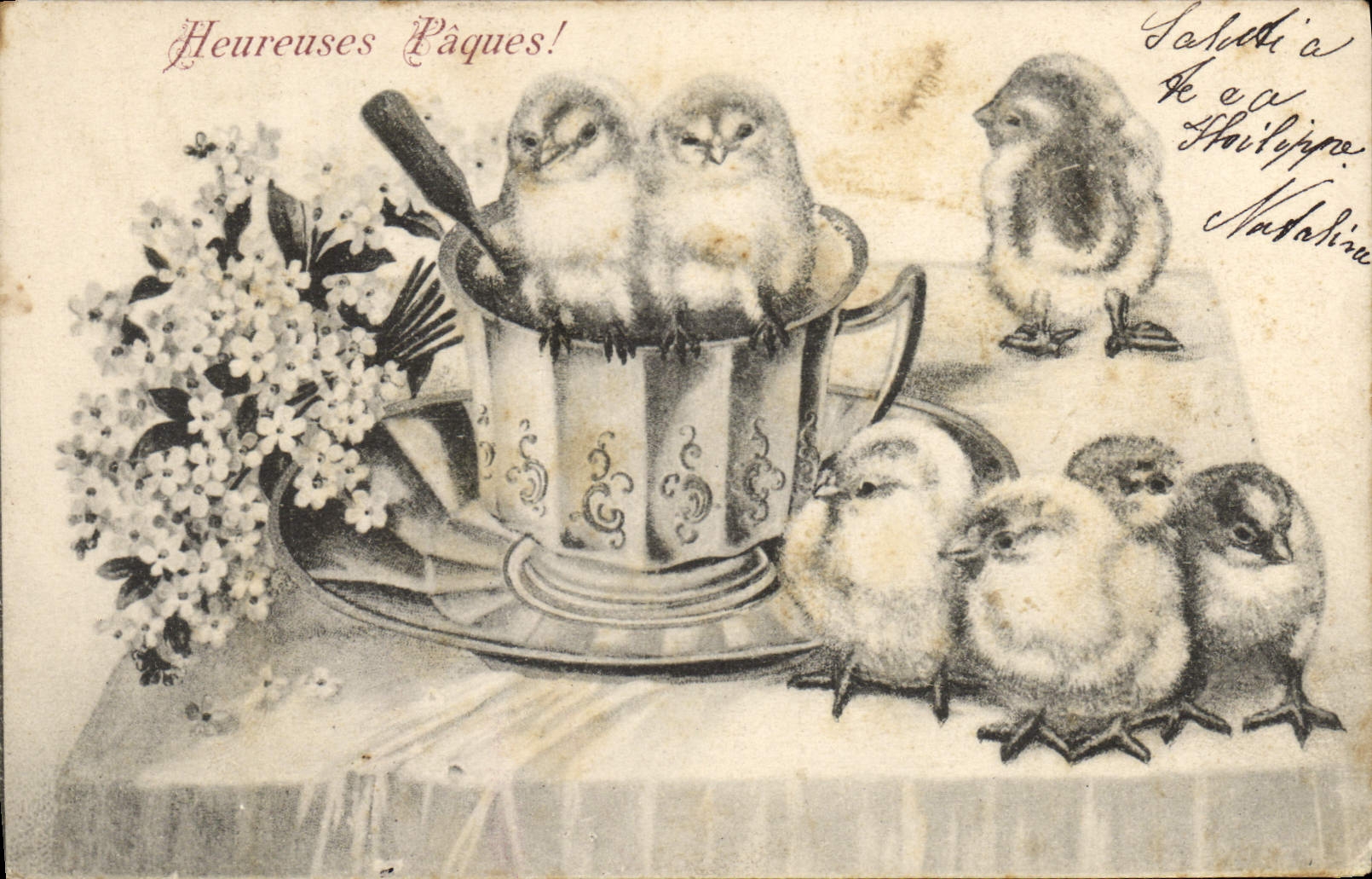 Vintage Postcard Easter Chicks