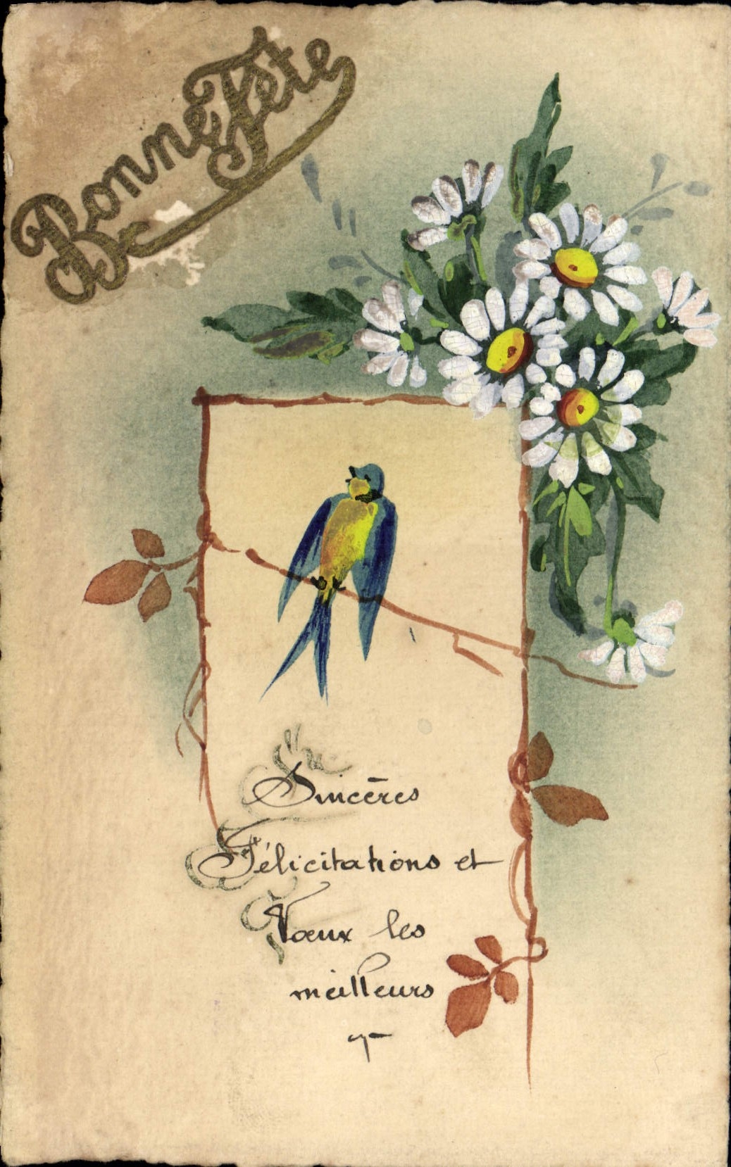 CPA Oiseau (dessin a la main) 