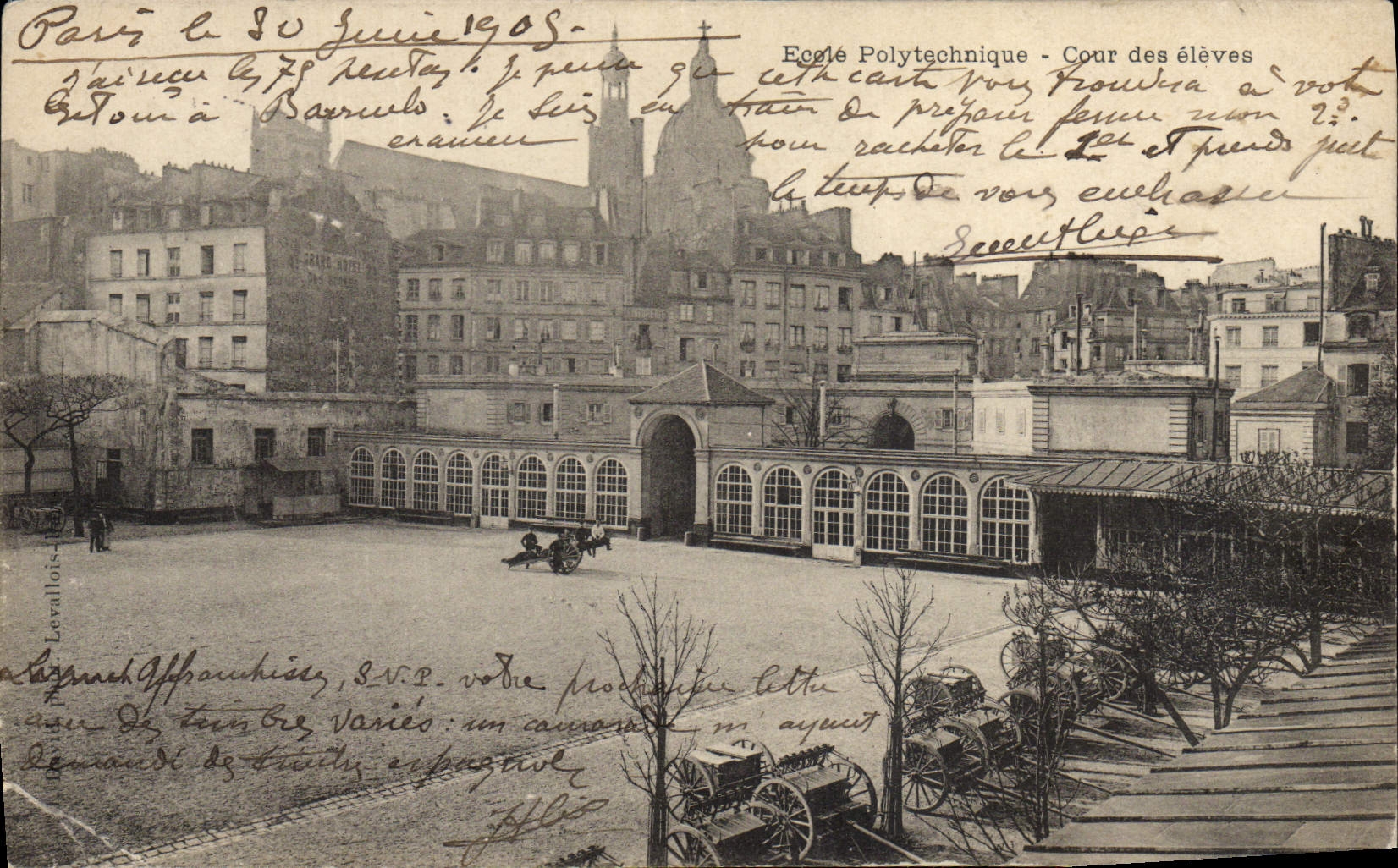 Vintage Postcard Polytechnic school Court of raised Militaria