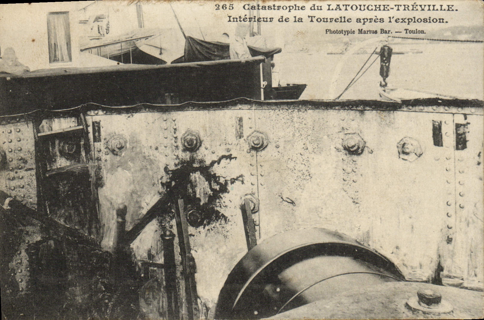 Vintage Postcard Boat Catastrophe of Latouche Treville Interior of the turret after the explosion