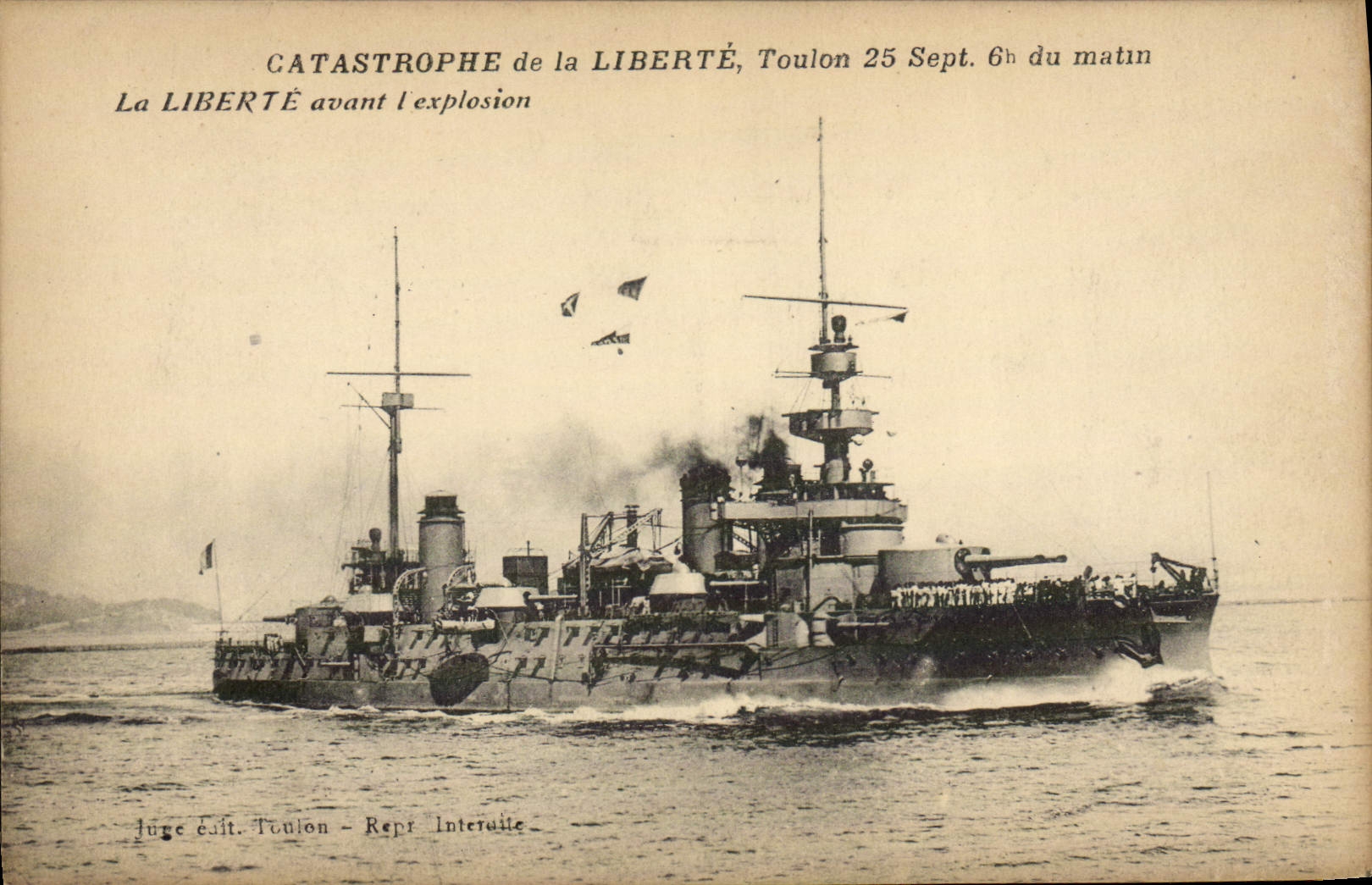 Vintage Postcard Boat Catastrophe of Freedom before the explosion