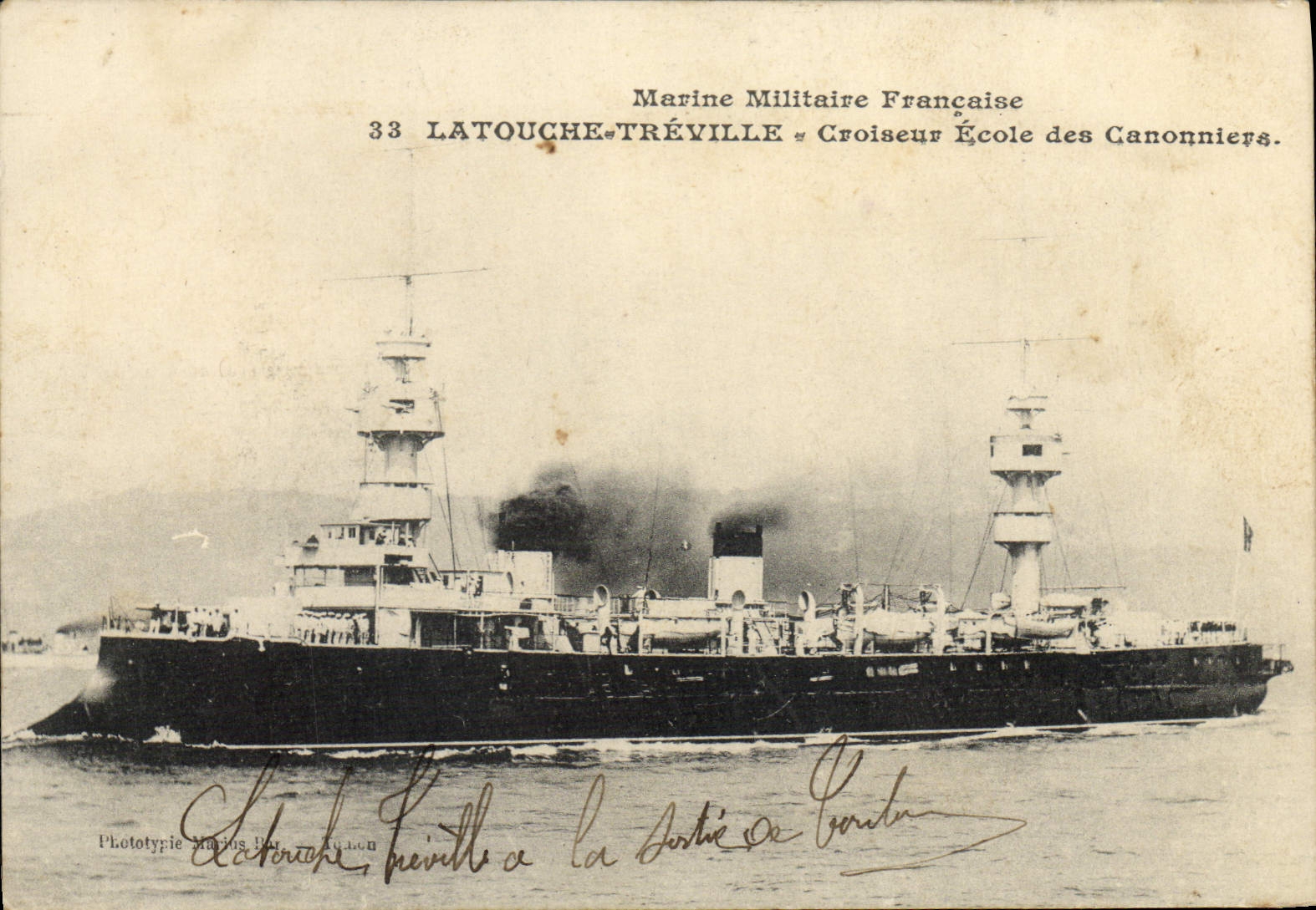 Vintage Postcard Boat Latouche Treville Cruiser School of the Gunners