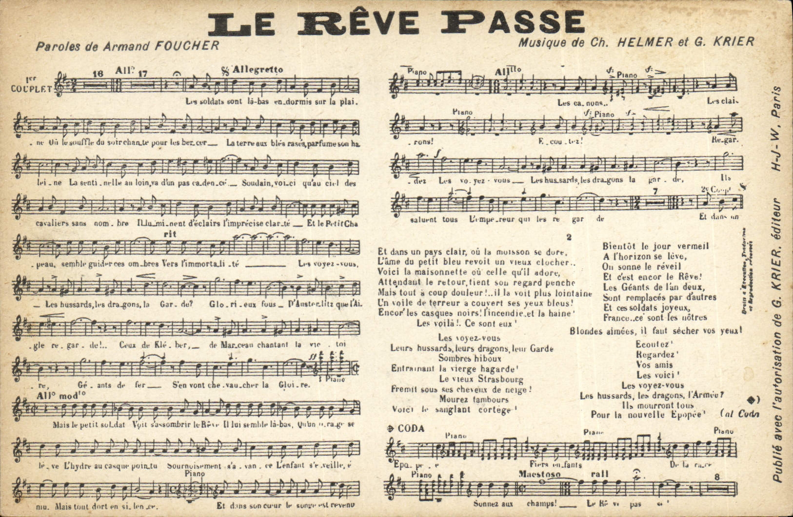 CPA Le reve Passe Armand Foucher Helmer Krier 