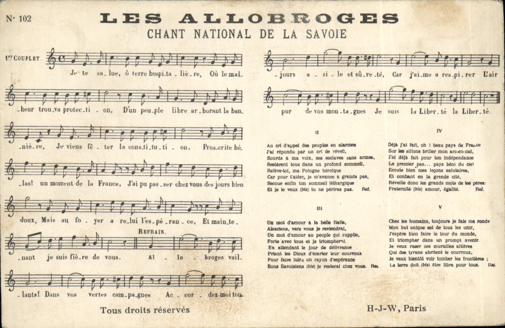 Postal el Allobroges Canto nacional de Saboya