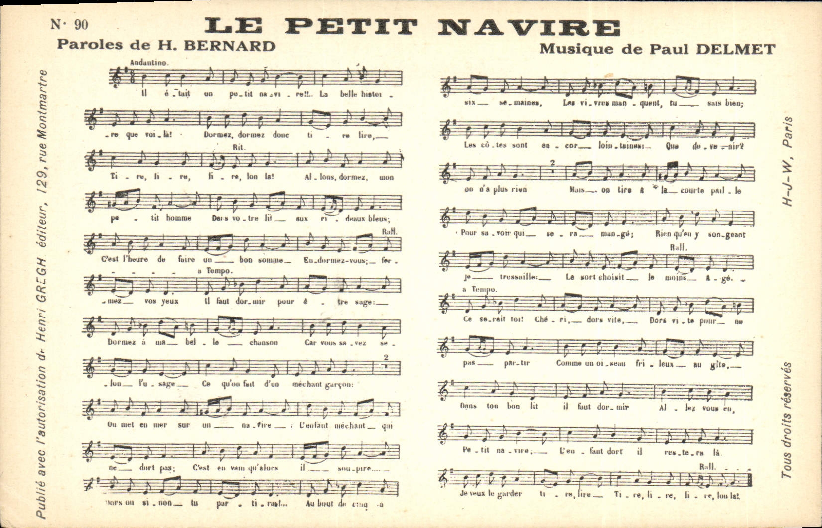 Vintage Postcard the small ship Bernard Paul Delmet