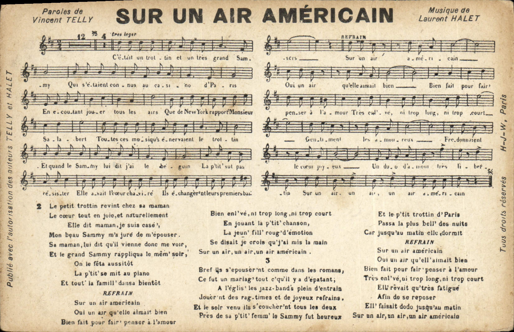 Vintage Postcard On an American air Vincent Telly Laurent Halet