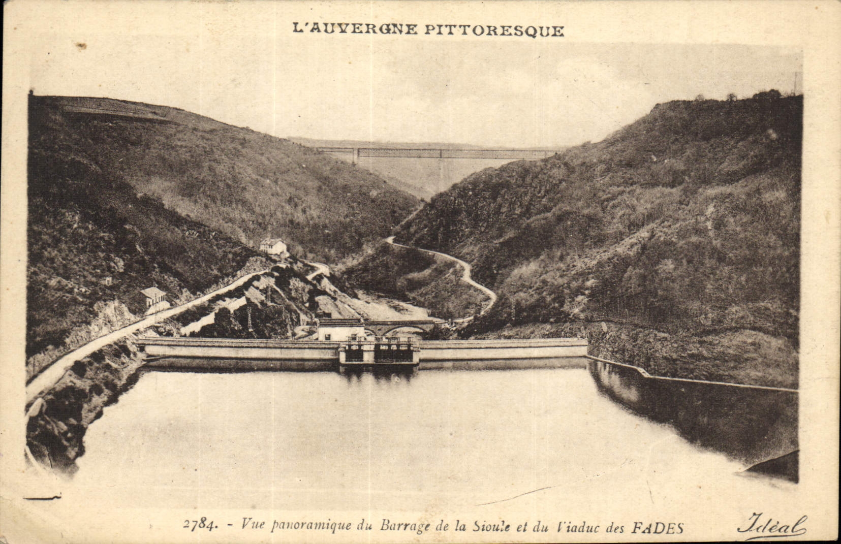 CPA Electricite Vue panoramique du barrage de la Sioule et du viaduc des Fades