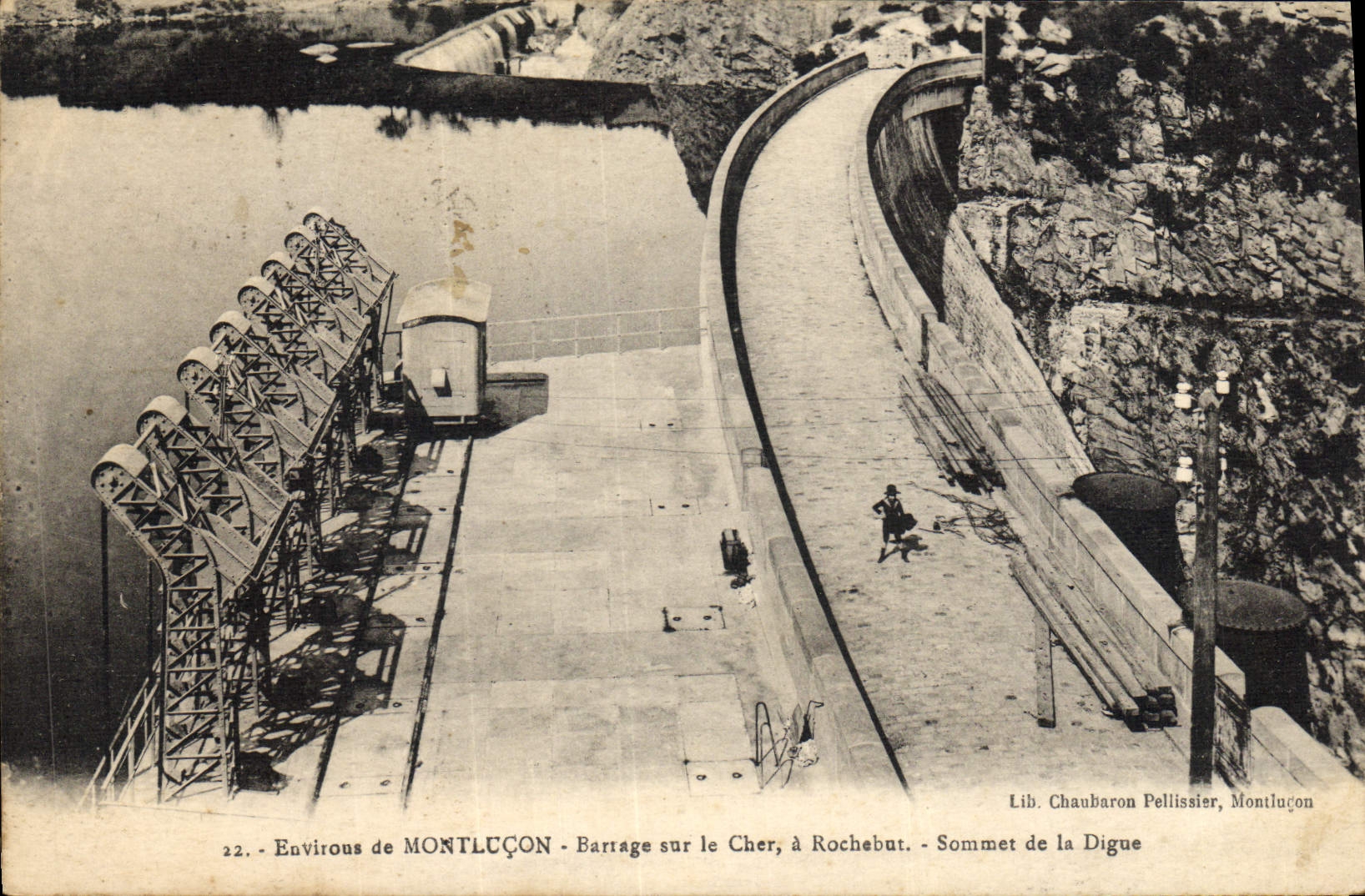 Vintage Postcard Electricite Surroundings of Montlucon Barrage on the Expensive one has Rochebut Sommet of the dam