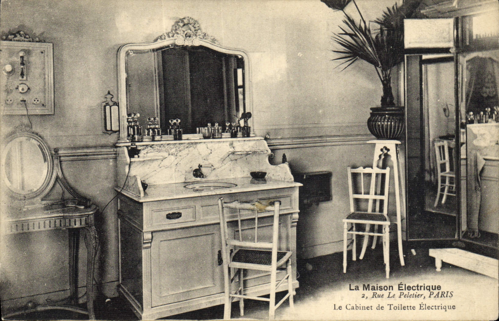 Vintage Postcard Electricity the electric house Street the Paris Furrier electric toilets