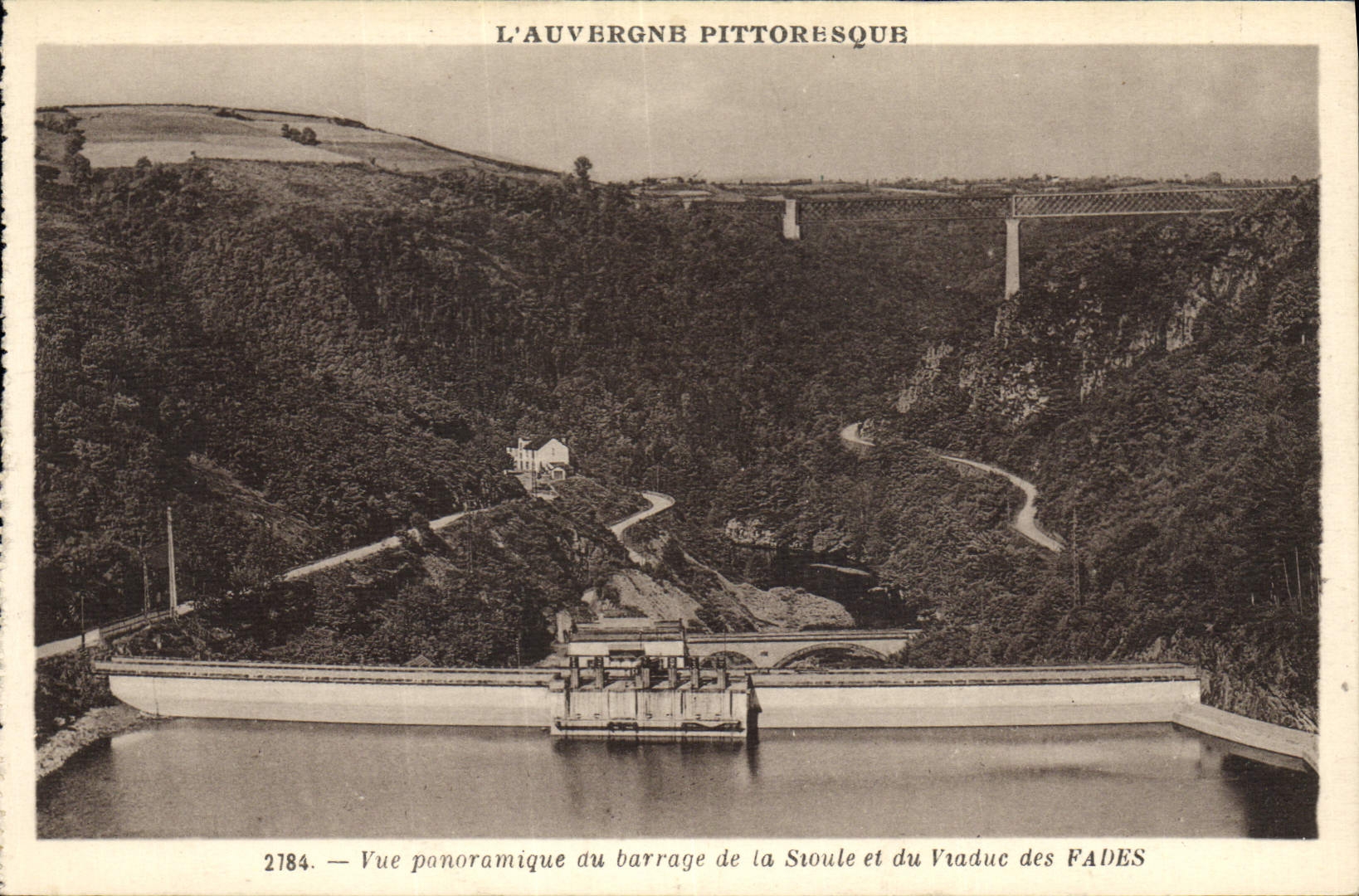 CPA Electricite Vue panoramique du barrage de la Sioule et du viaduc des Fades