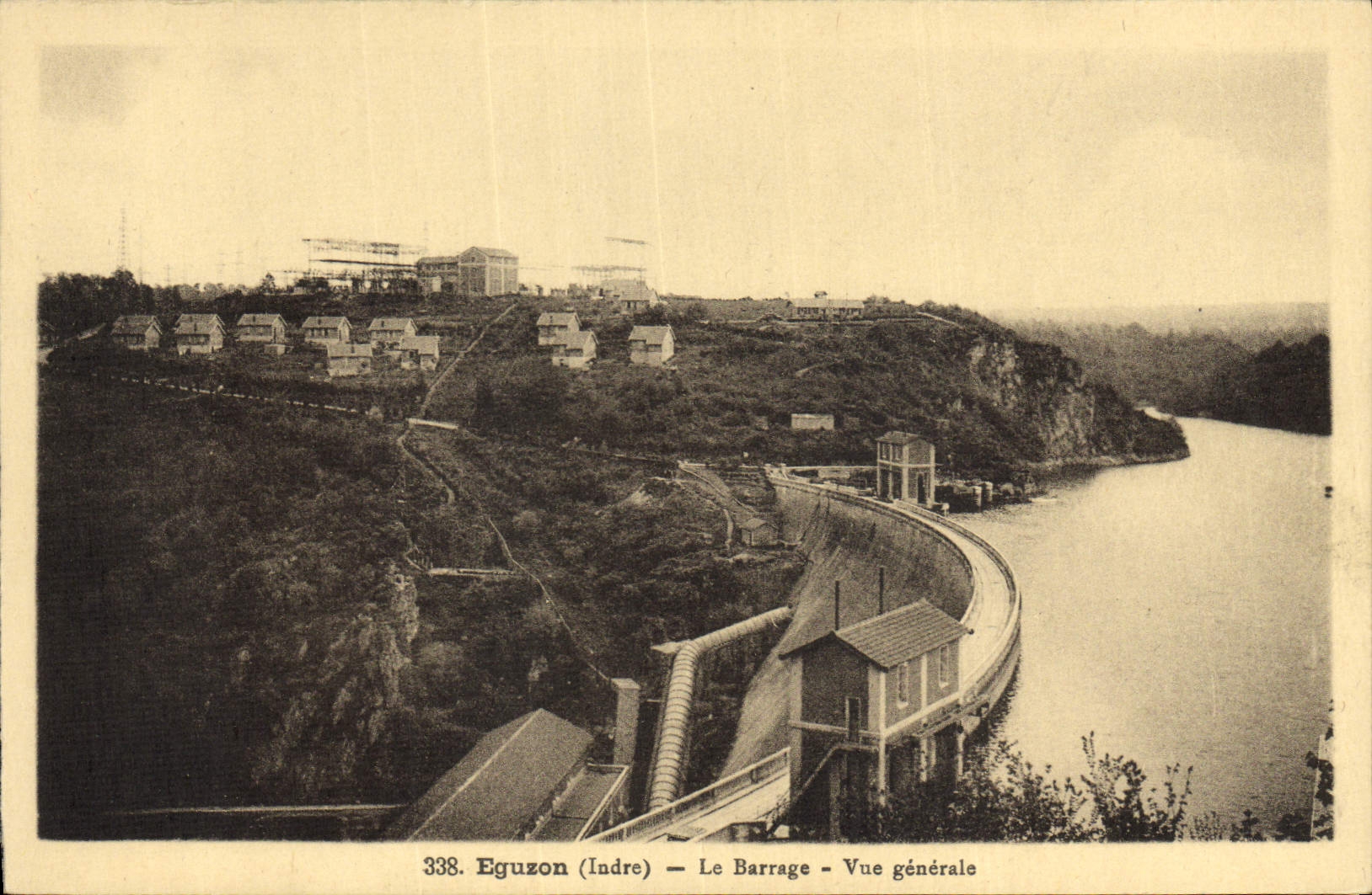 Vintage Postcard Eguzon Electricity stopping Seen general