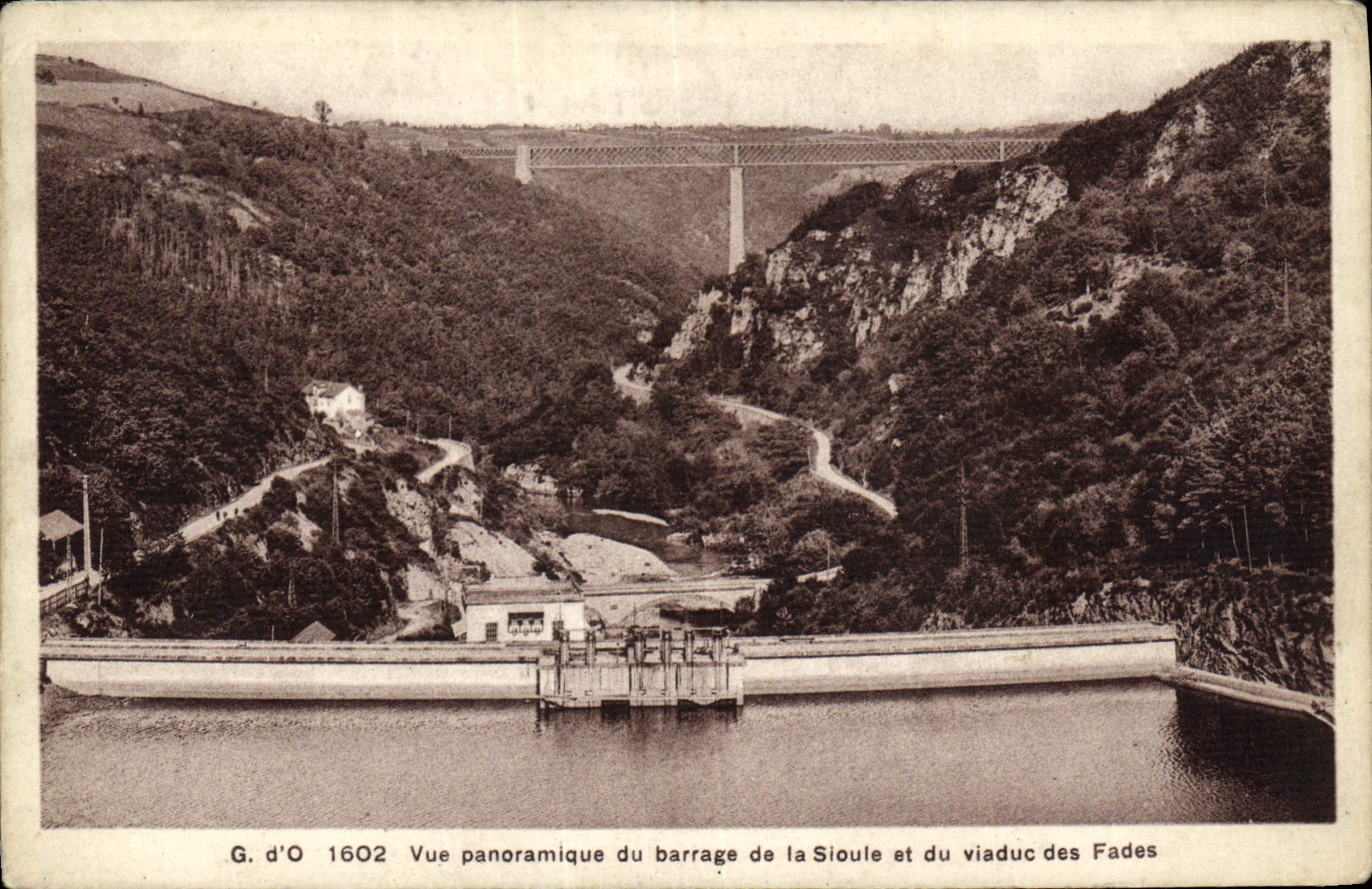 CPA Electricite Vue panoramique du barrage de la Sioule et du viaduc des Fades