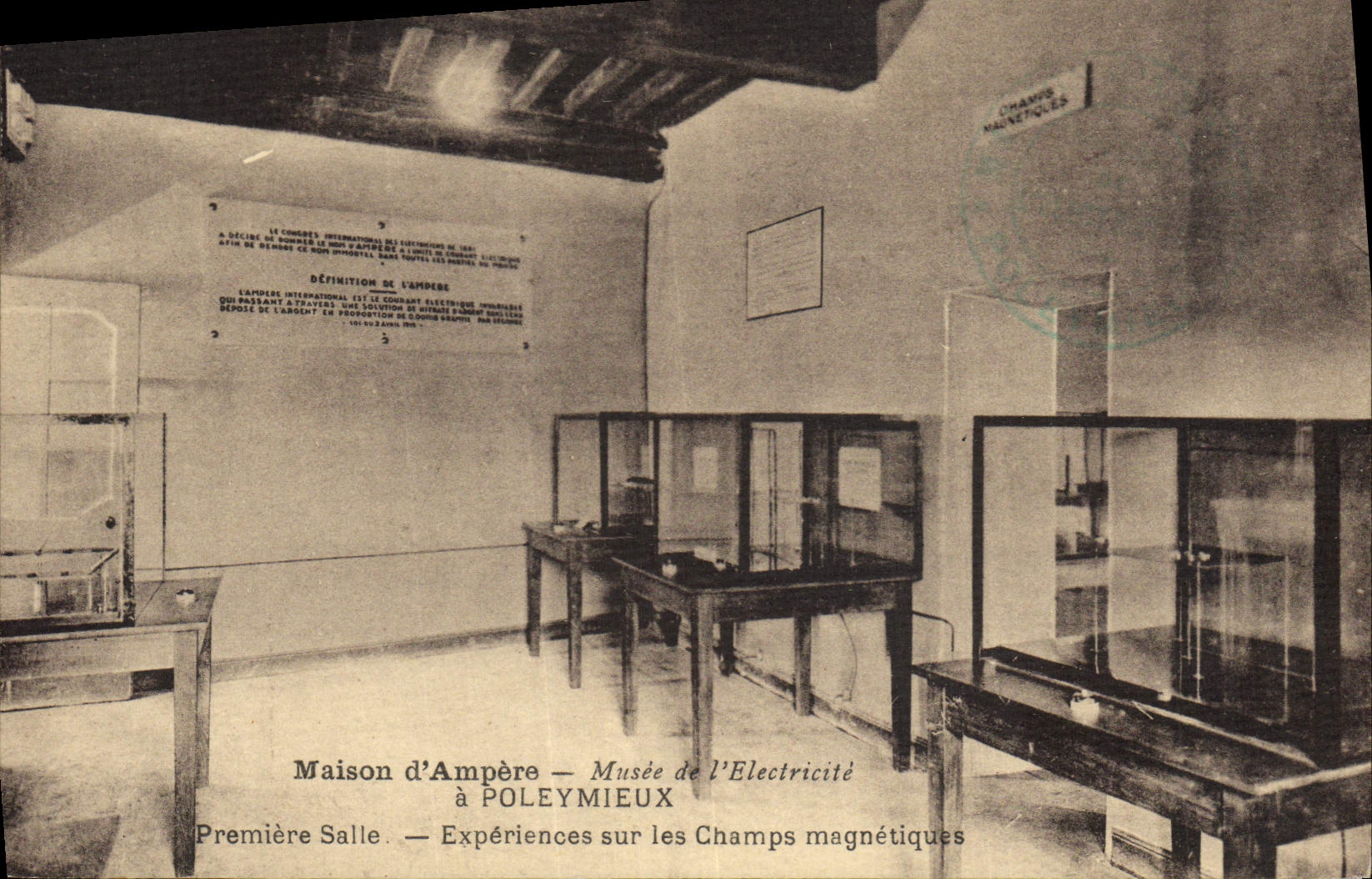 Vintage Postcard Electricite House of Amp Museum of electricity has Poleymieux Premiere Experiences room on the magnetic fields