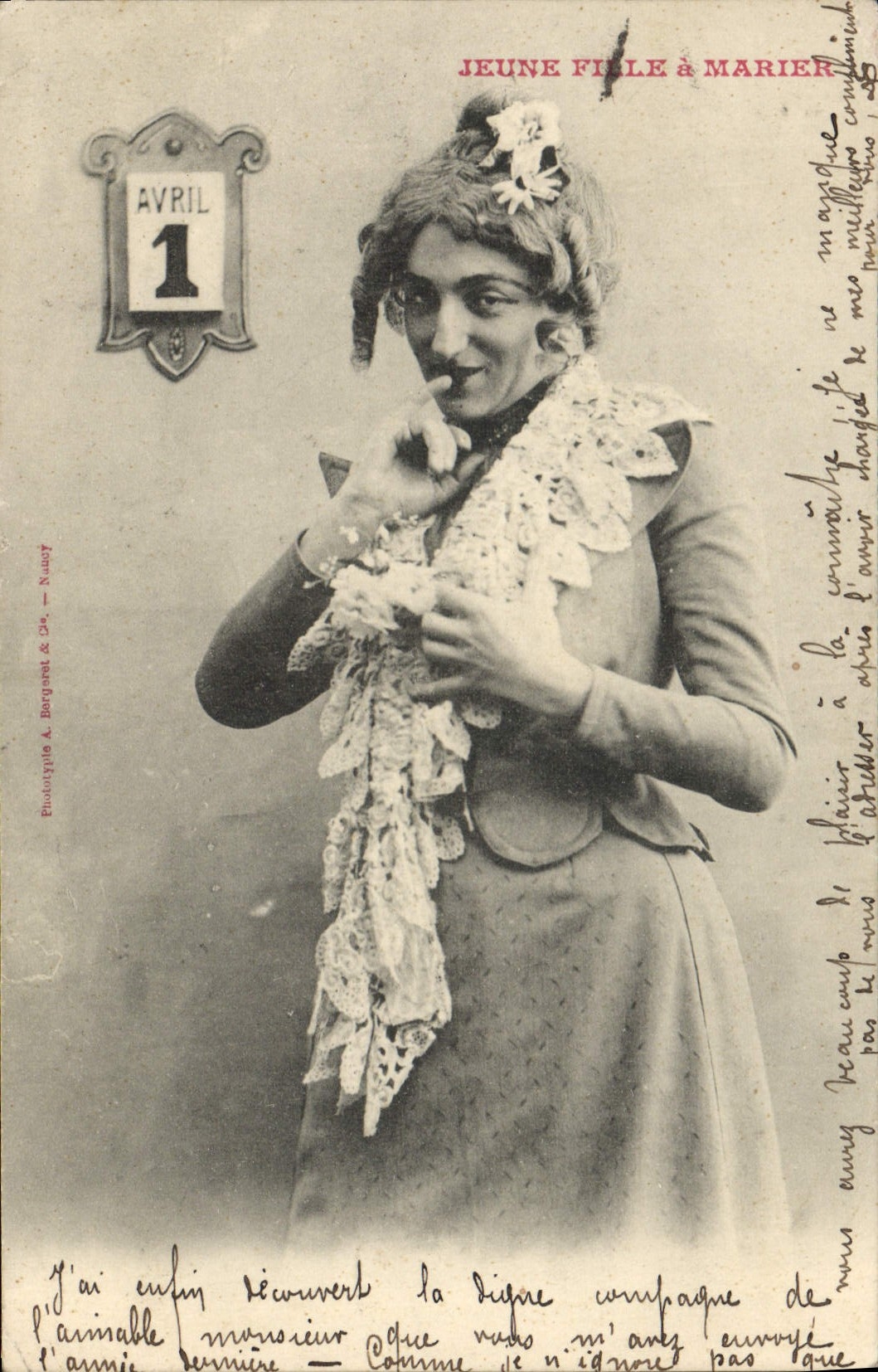 Vintage Postcard Fantaisie Woman Young girl has to marry