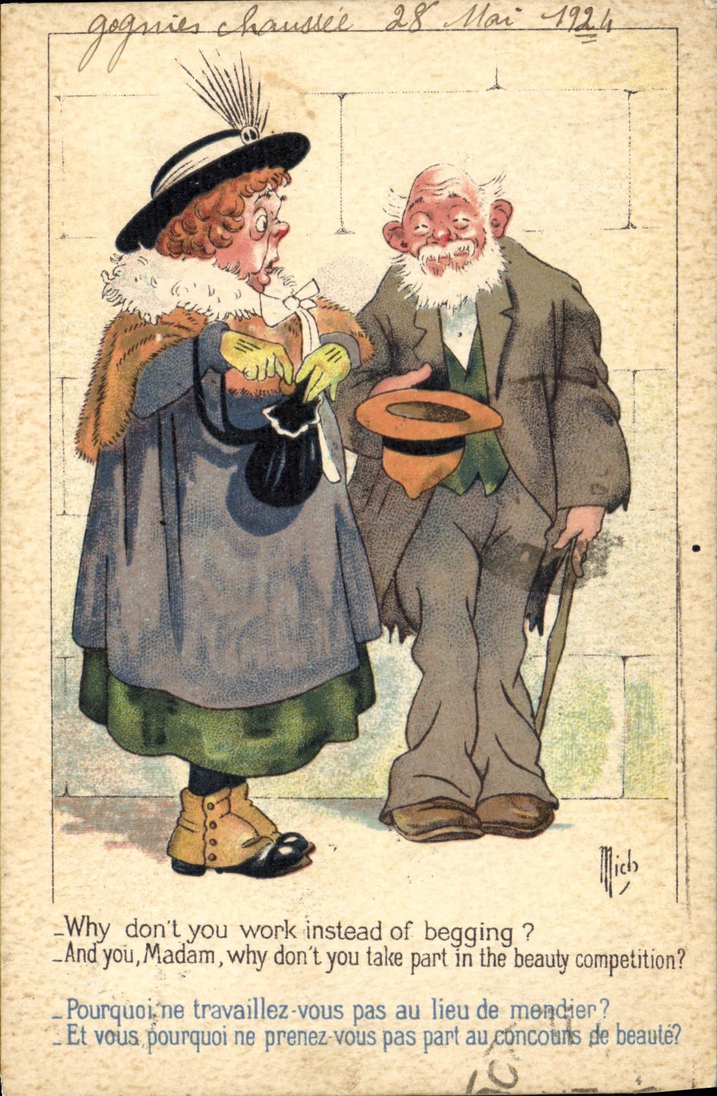 Vintage Postcard Fantaisie Mich Illustrator Couples