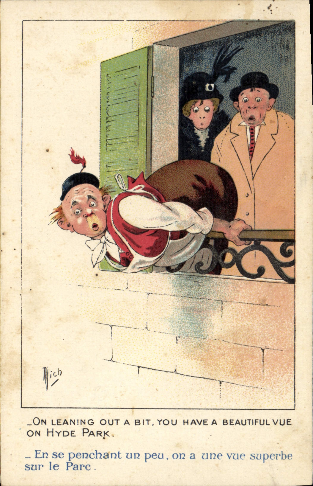 Vintage Postcard Fantasy Mich Illustrator While leaning a little