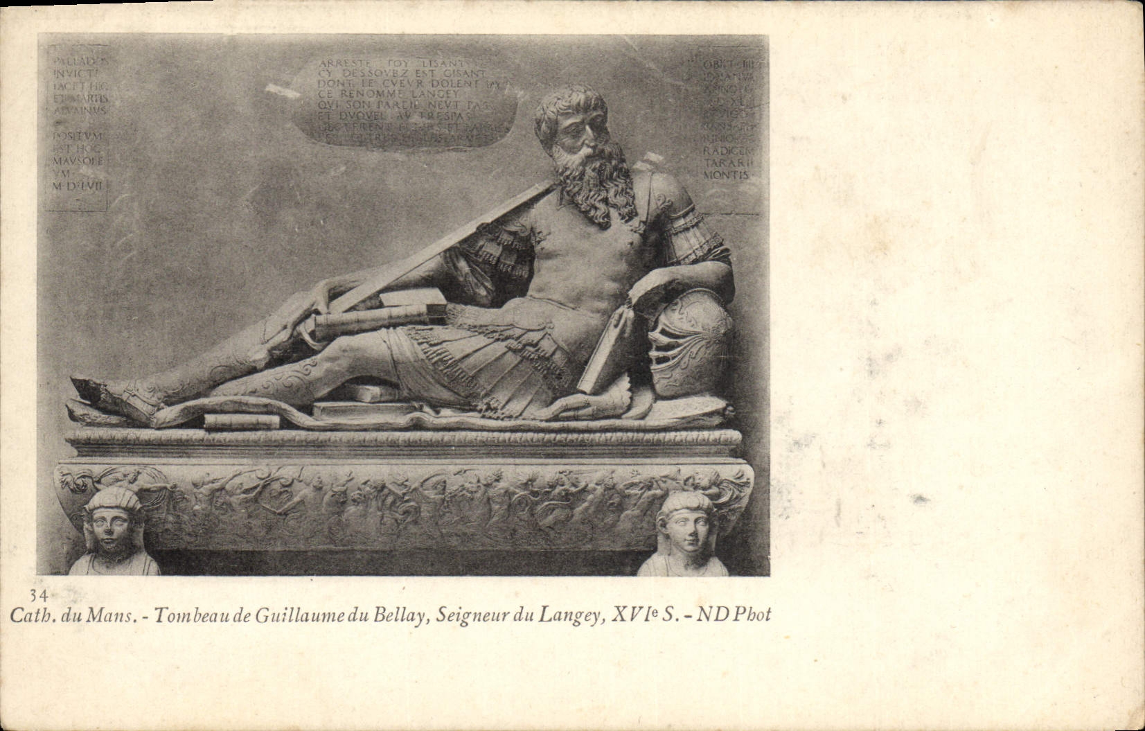 Vintage Postcard Cathedral of Mans Tomb of Guillaume of Bellay Lord of Langey