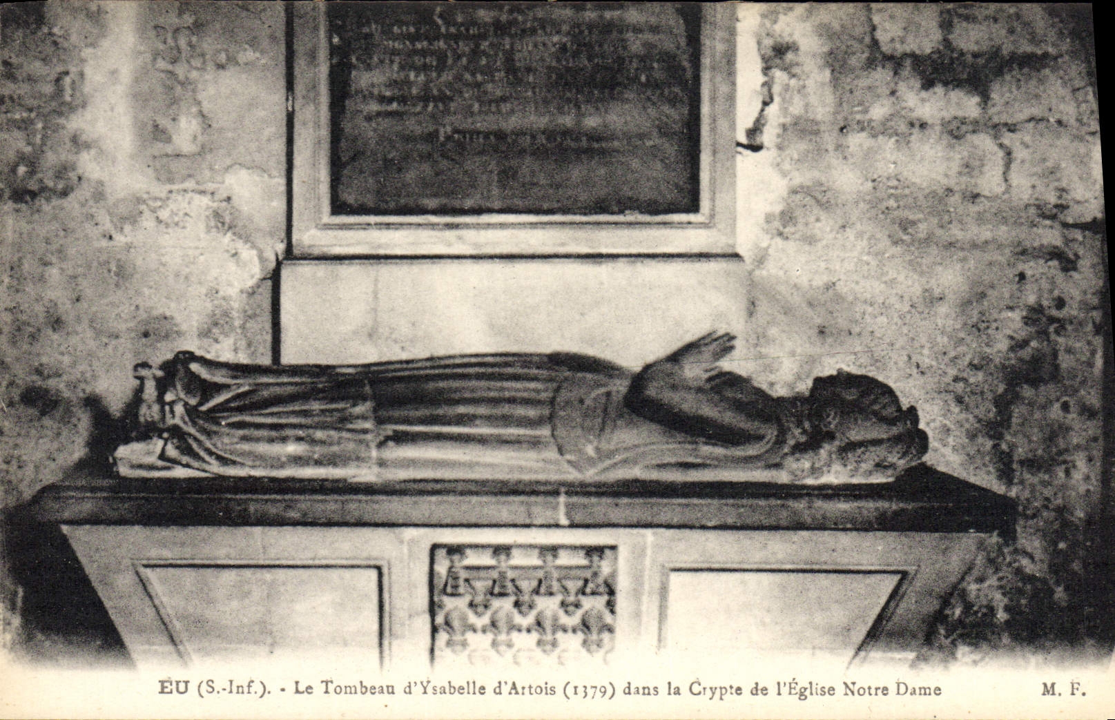 Vintage Postcard Have the tomb of Ysabelle d' Artois in the crypt of the church Notre Dame