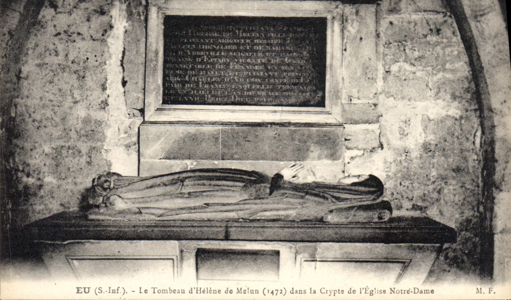 Vintage Postcard Have the tomb of Helene of Melun in the crypt of the church Notre Dame
