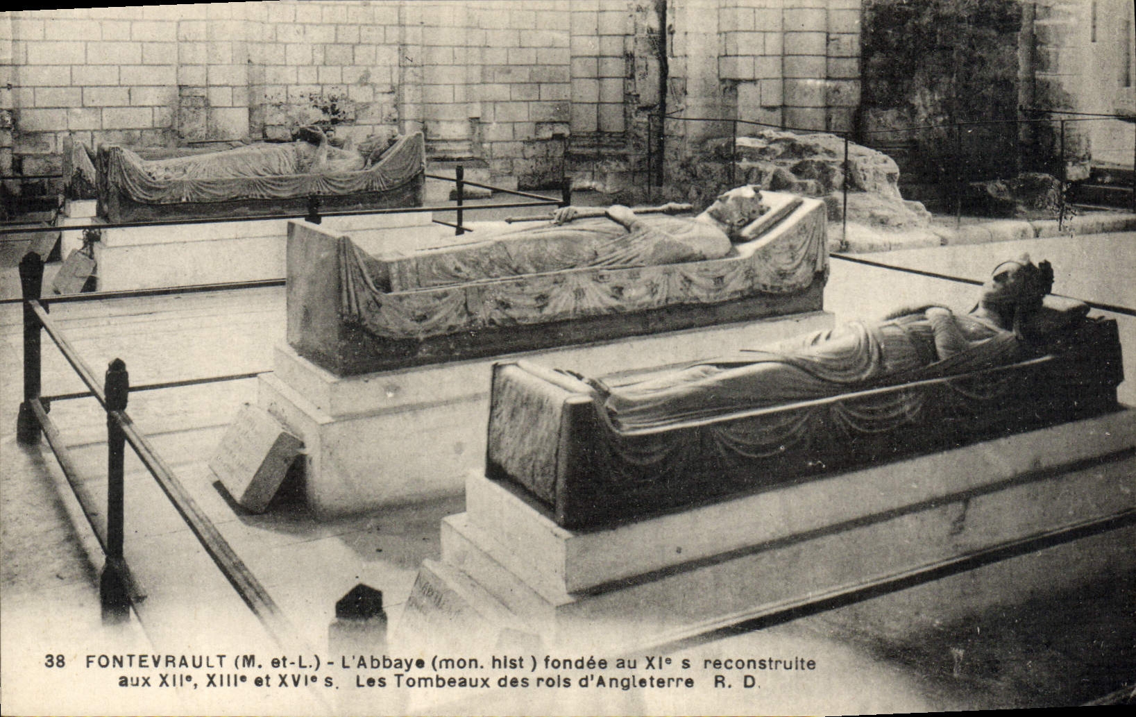 Vintage Postcard Fontevrault the abbey tombs of kings d' Angleterre